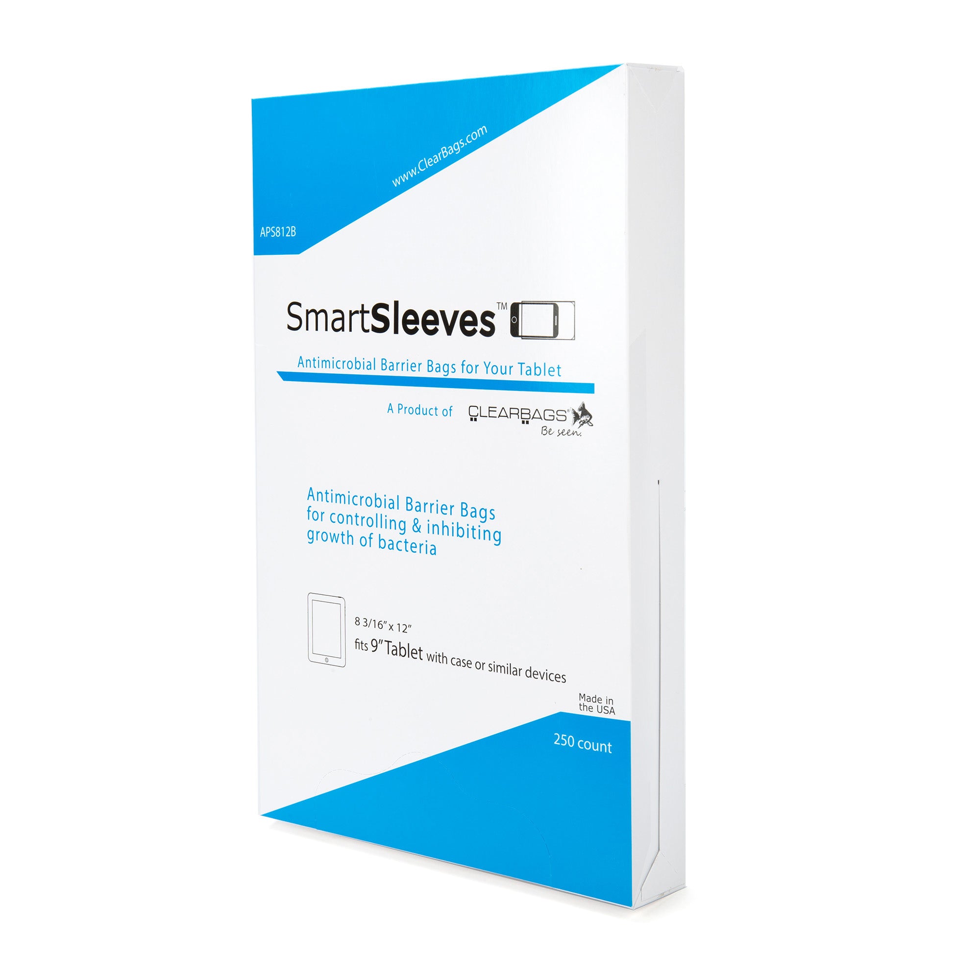 ClearBags Antimicrobial SmartSleeves for Tablets - XLarge (250pcs) - 15-07388