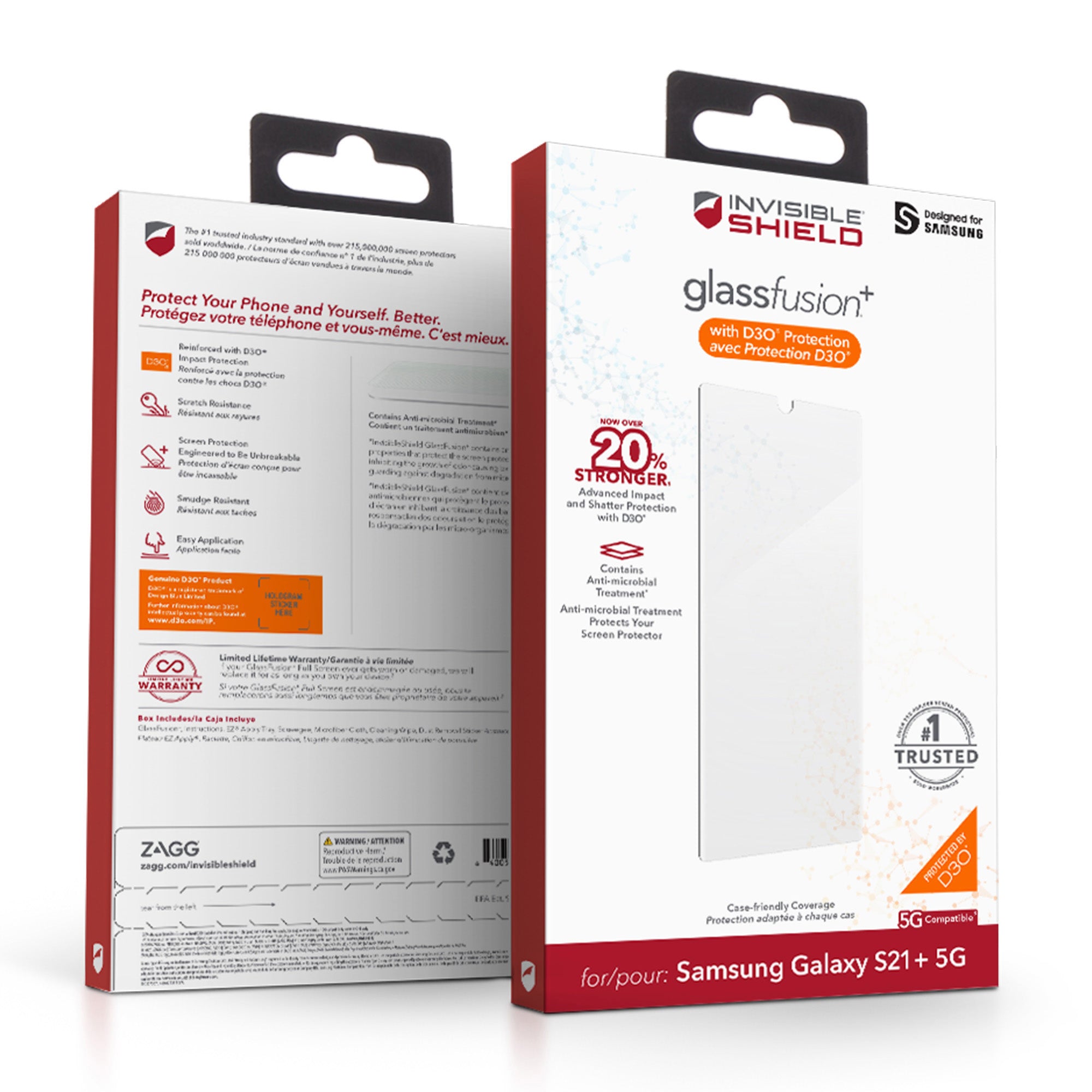 Samsung Galaxy S21+ 5G ZAGG InvisibleShield GlassFusion+ w/D30 Screen Protector - 15-08388