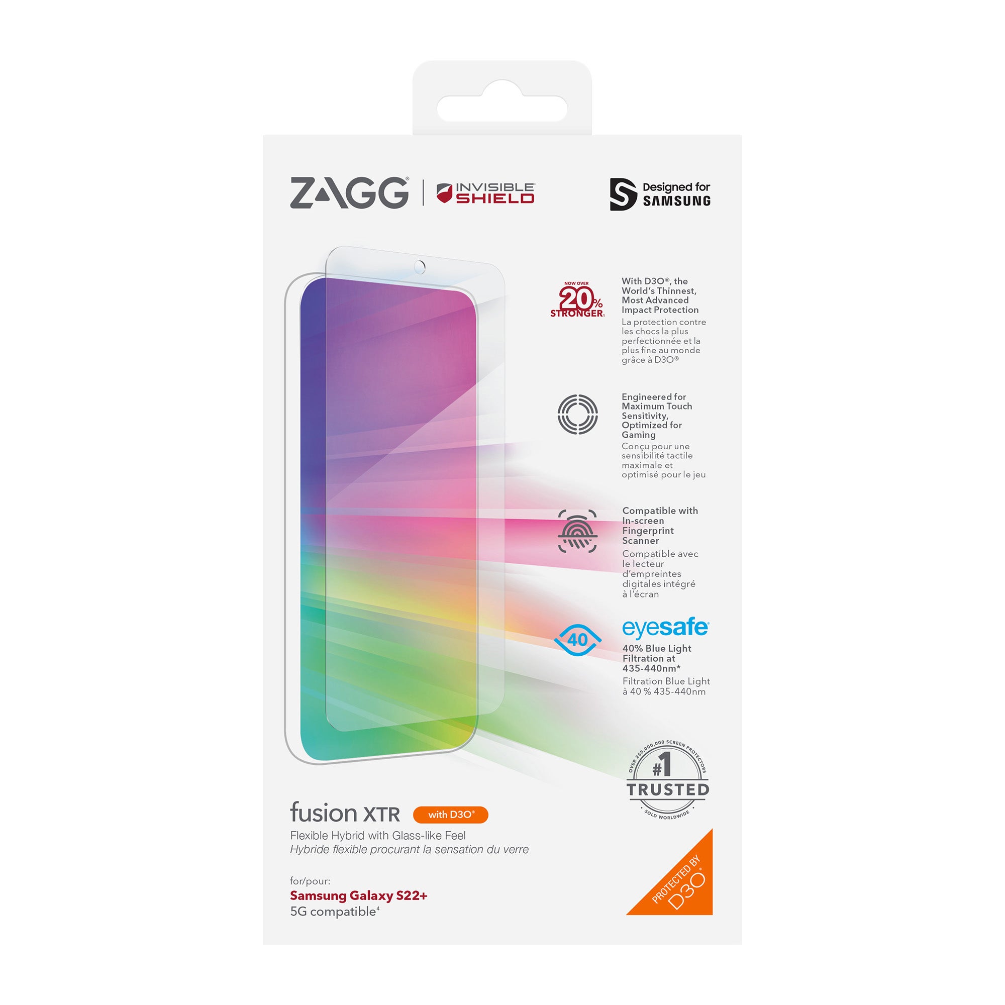 Samsung Galaxy S22+ 5G ZAGG InvisibleShield Fusion XTR w/D3O Screen Protector - 15-09734
