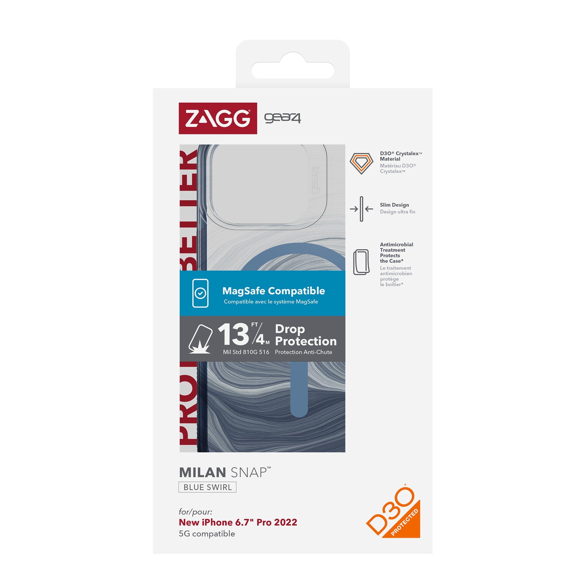 iPhone 14 Pro Max Gear4 D3O Milan Snap Case - Blue Swirl - 15-10146