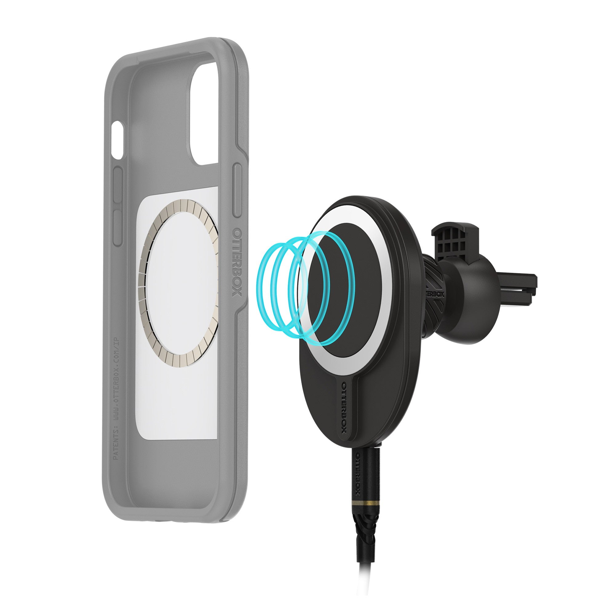 Otterbox 15W Wireless Charger Car Vent Mount for MagSafe V2 - Black (Radiant Night) - 15-11007