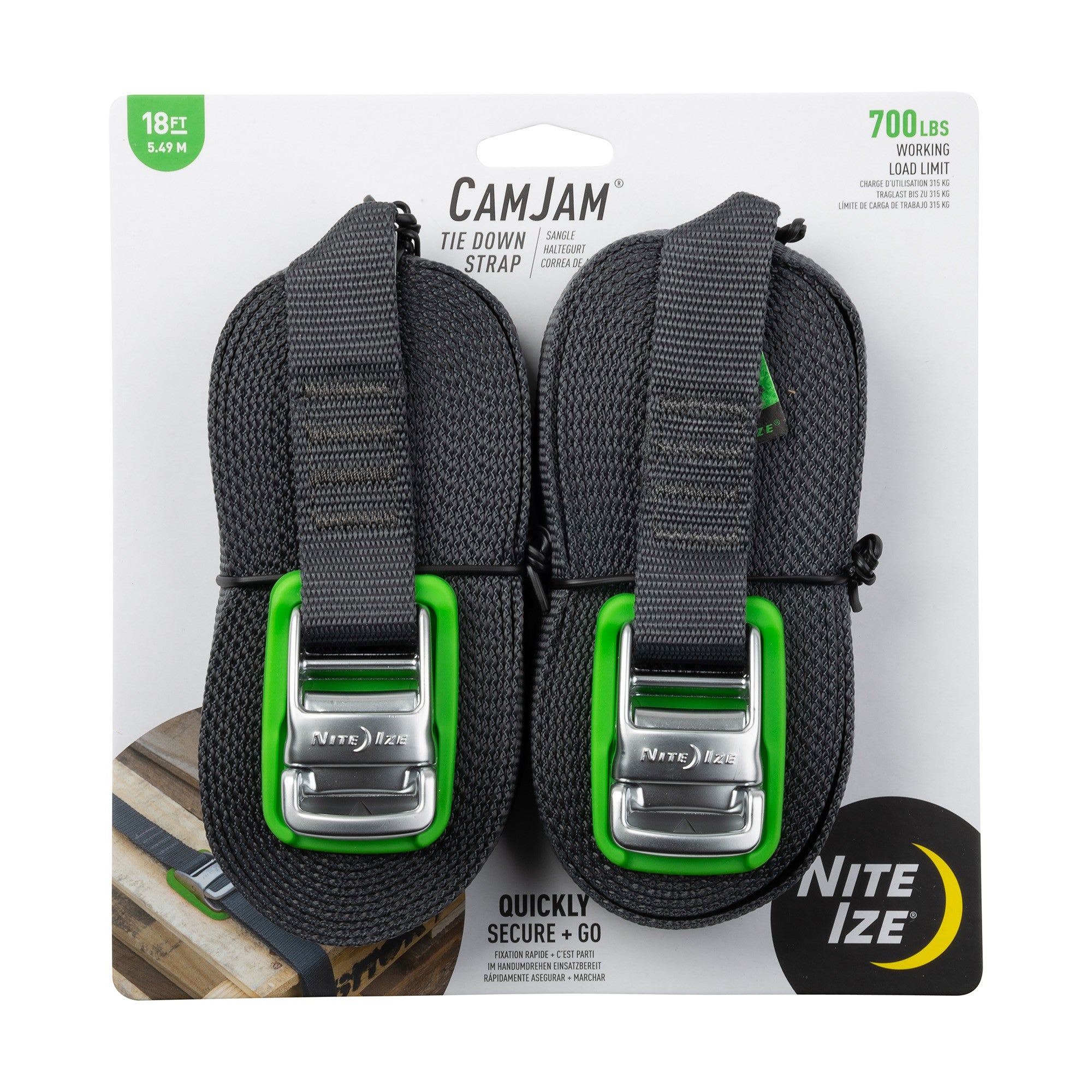 Nite Ize CamJam Tie Down Strap 18 ft. - 2 Pack - 15-11174