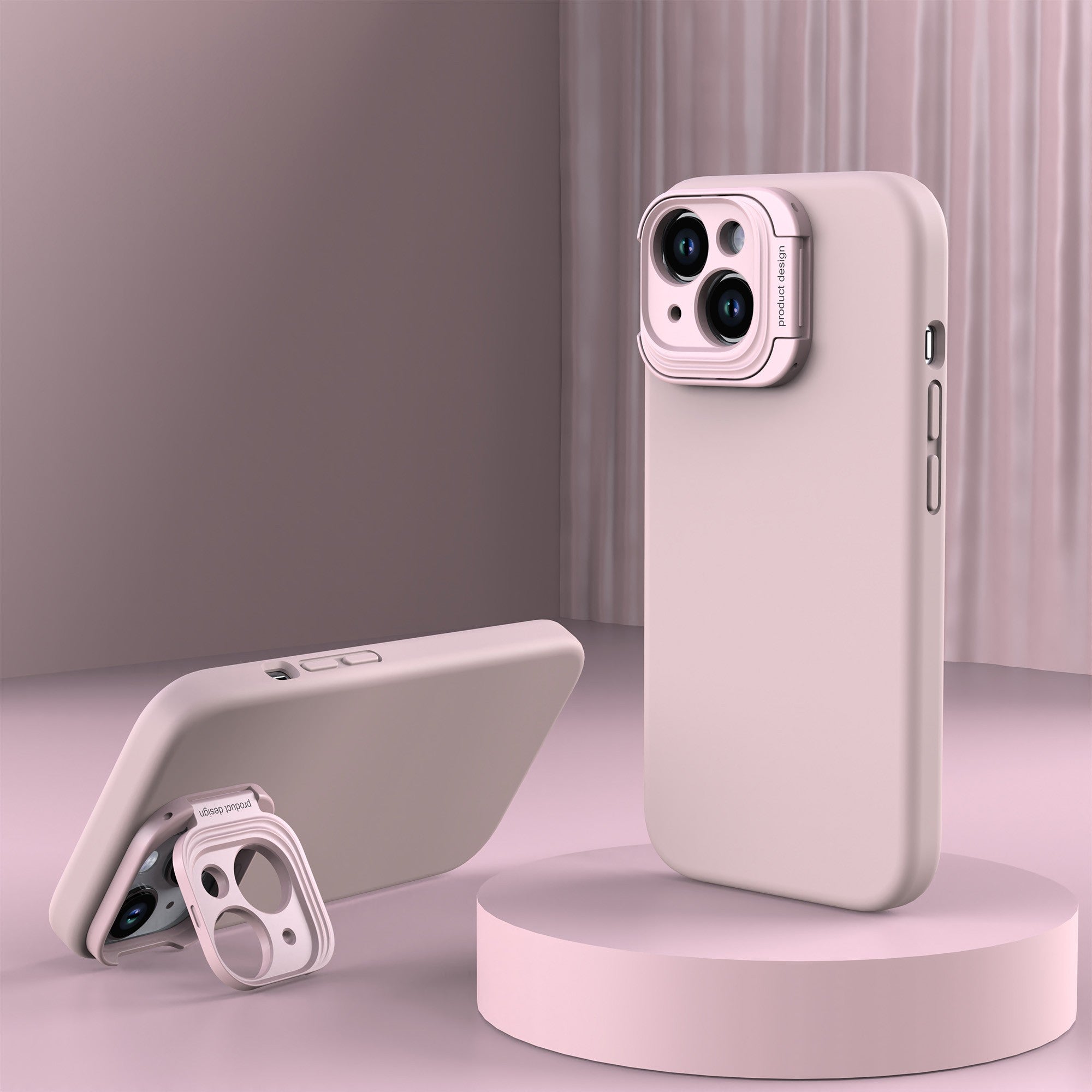 iPhone 15 Uunique Liquid Silicone MagSafe Stand Case - Baby Pink - 15-11347