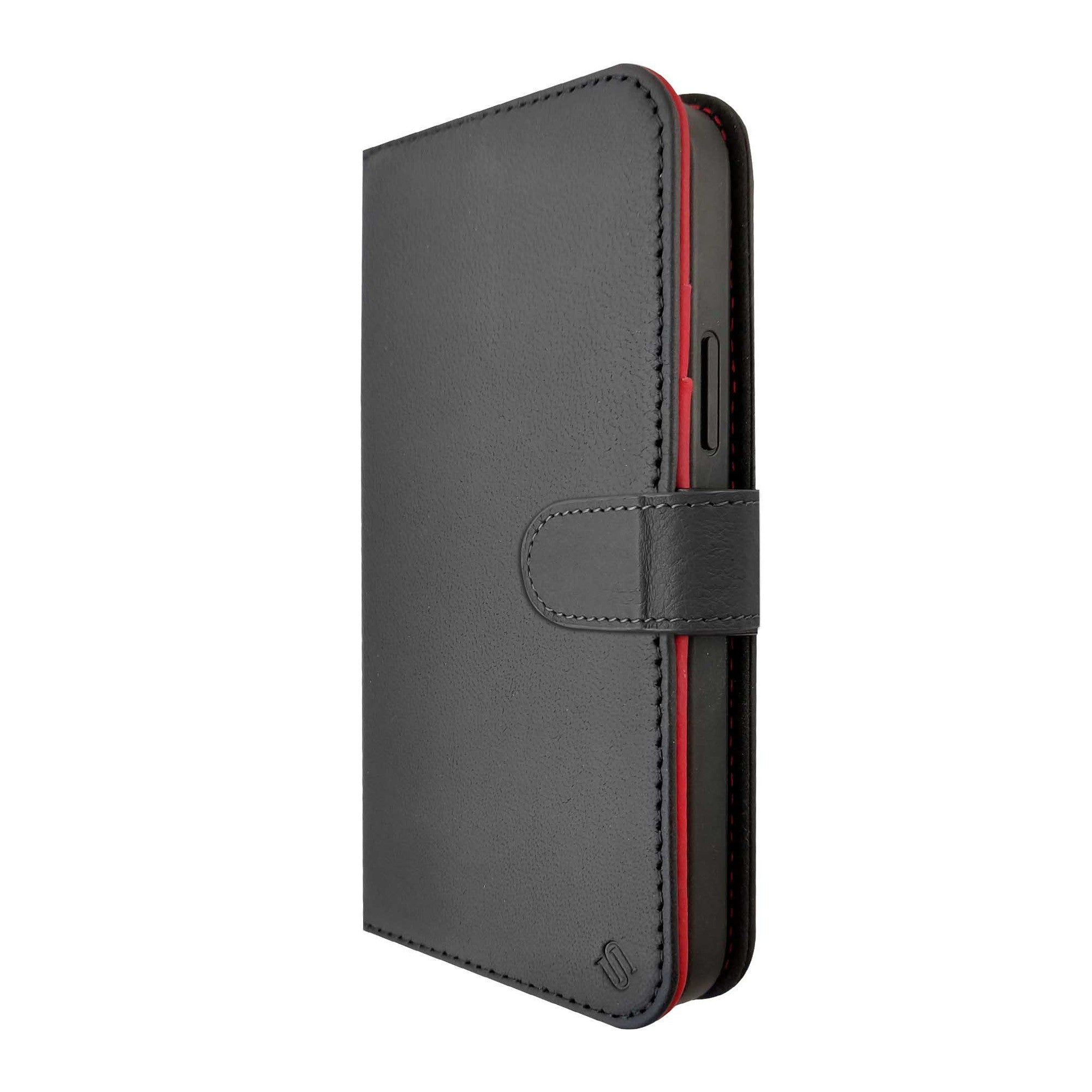 iPhone 15 Pro Uunique 2-in-1 Leather Folio + Detachable Back MagSafe Case - Black/Red - 15-11351
