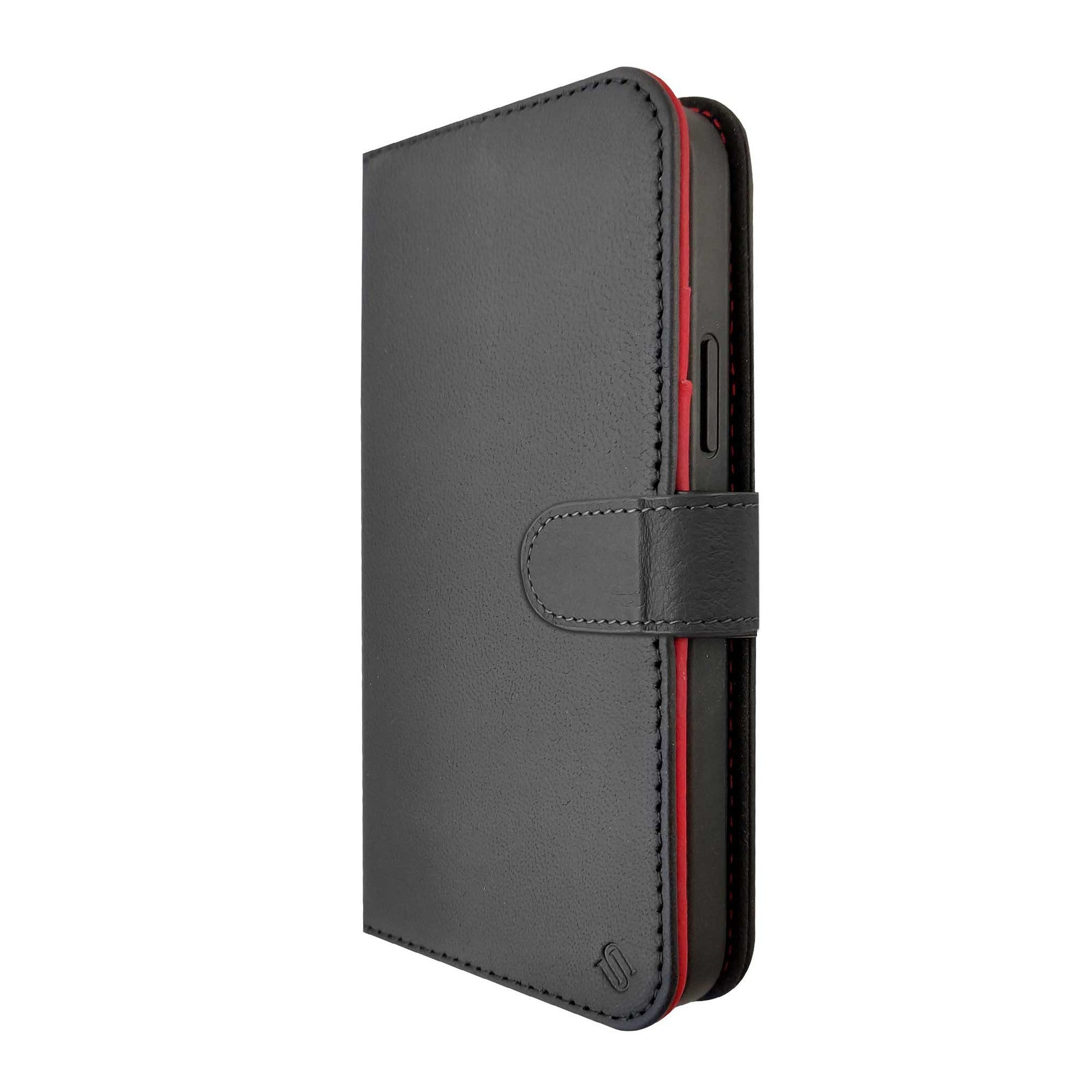 iPhone 15 Plus/14 Plus Uunique 2-in-1 Leather Folio + Detachable Back MagSafe Case - Black/Red - 15-11356