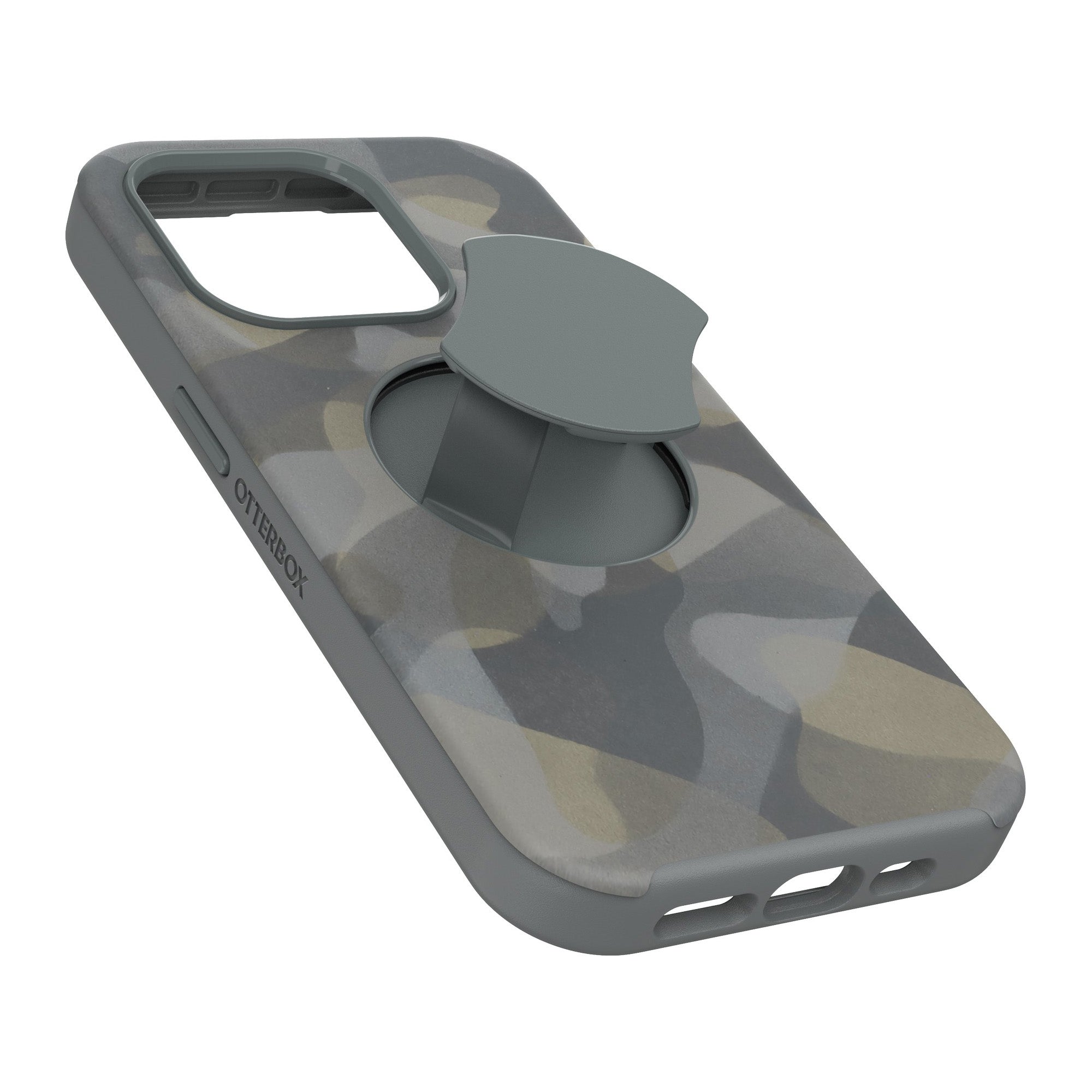 iPhone 15 Pro Otterbox OtterGrip Symmetry w/ MagSafe Series Case - Grey (Iron Camo) - 15-11544