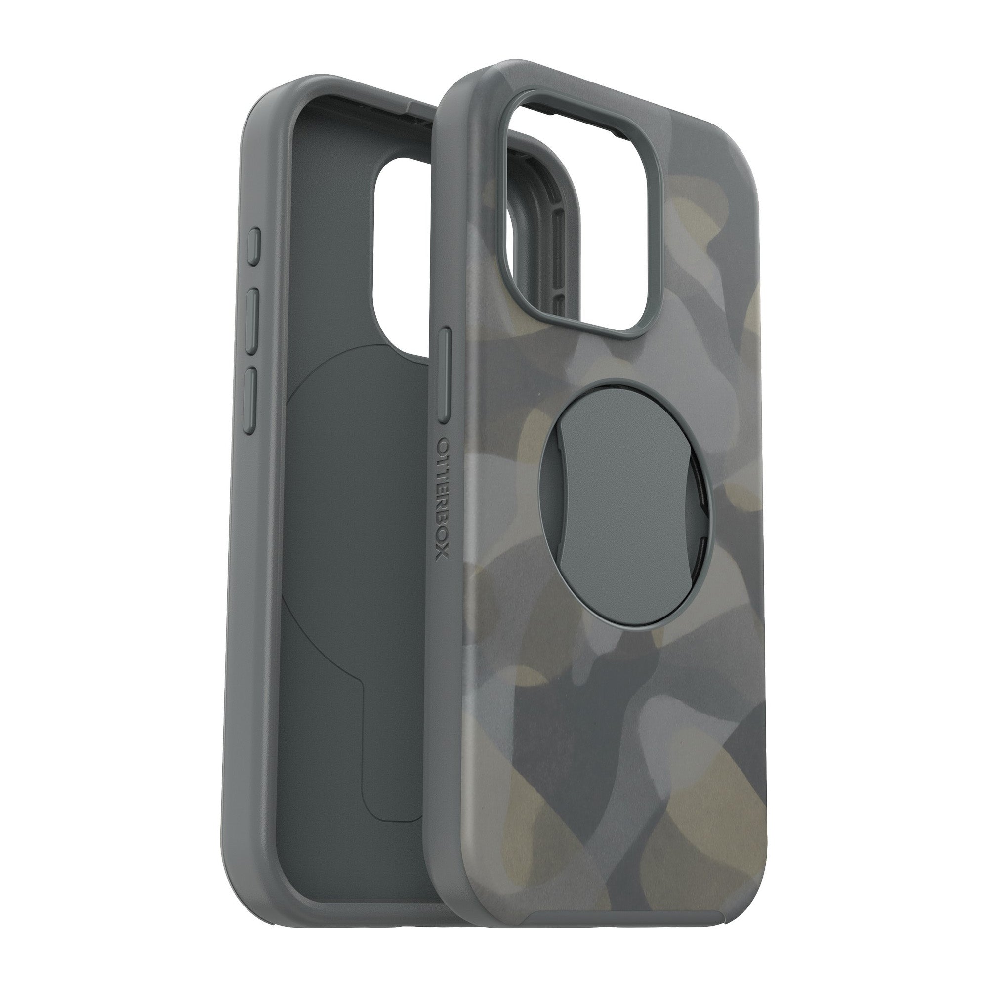 iPhone 15 Pro Otterbox OtterGrip Symmetry w/ MagSafe Series Case - Grey (Iron Camo) - 15-11544