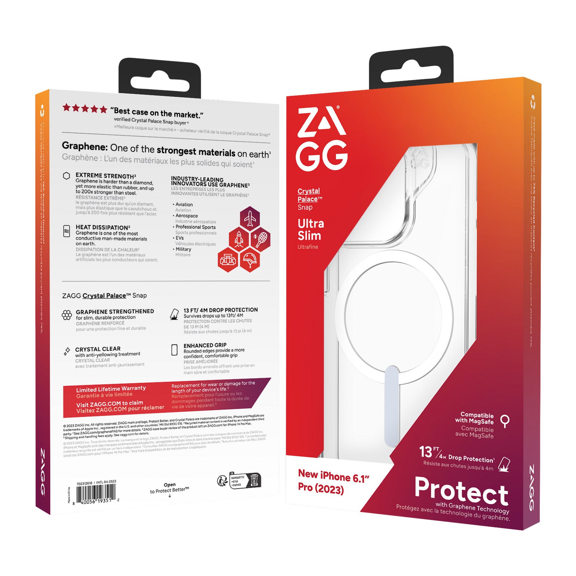 iPhone 15 Pro ZAGG/GEAR4 Graphene Crystal Palace Snap Case - Clear - 15-11651