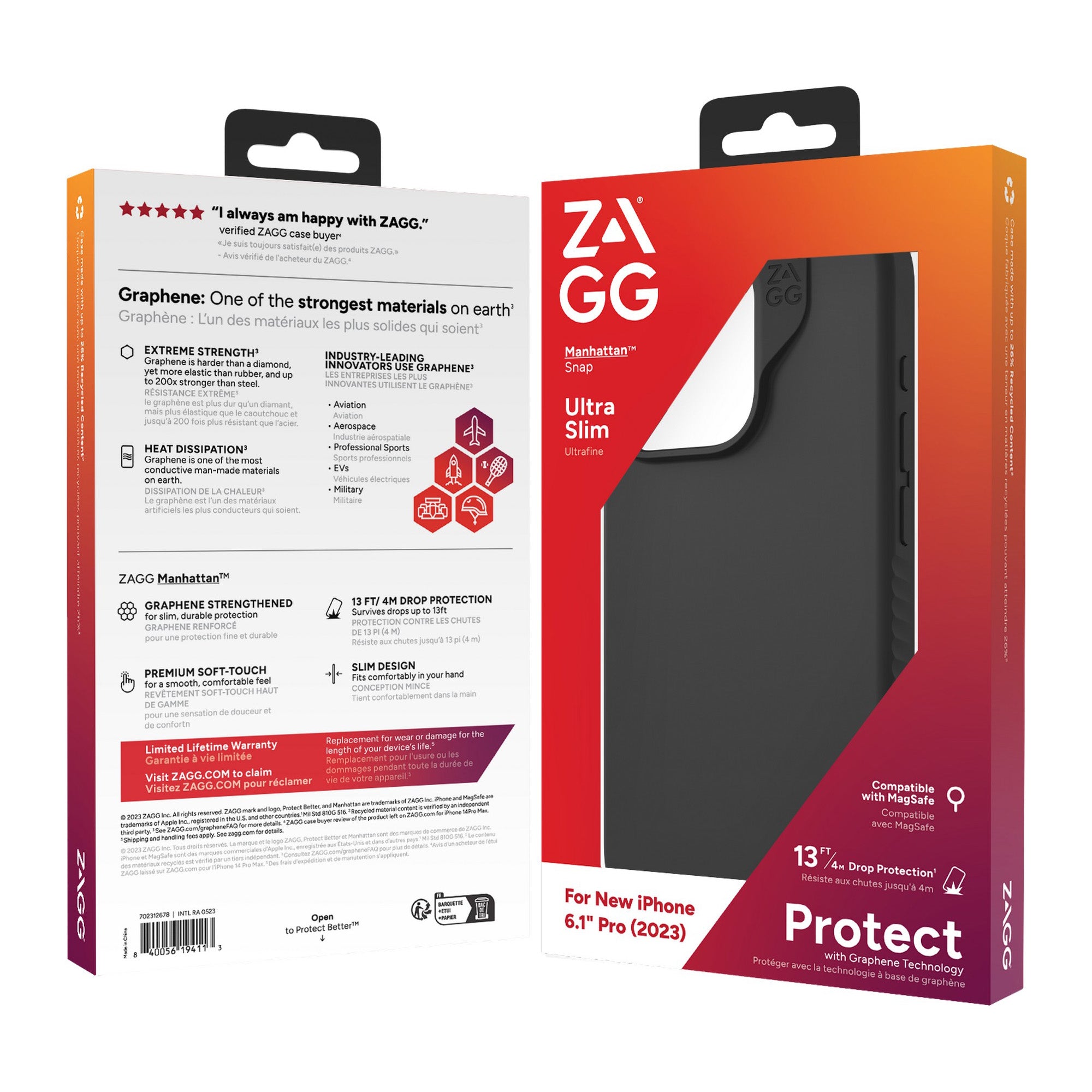 iPhone 15 Pro ZAGG/GEAR4 Graphene Manhattan Snap Case - Black - 15-11657