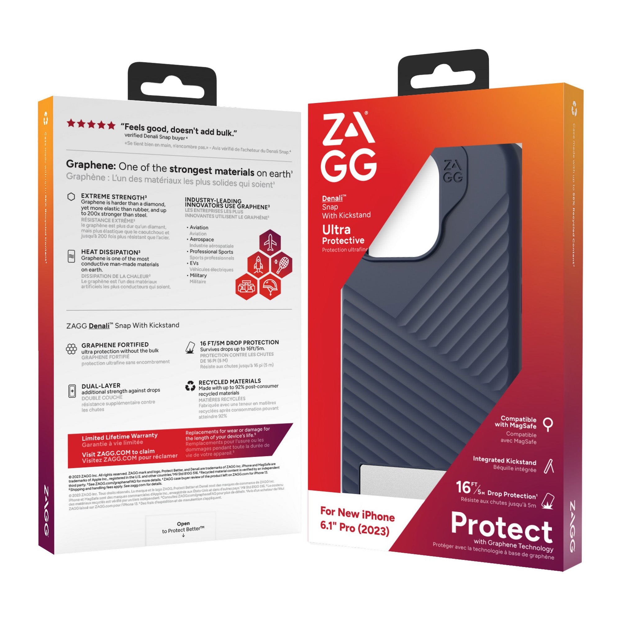 iPhone 15 Pro ZAGG/GEAR4 Graphene Denali Snap Kickstand Case - Navy - 15-11668