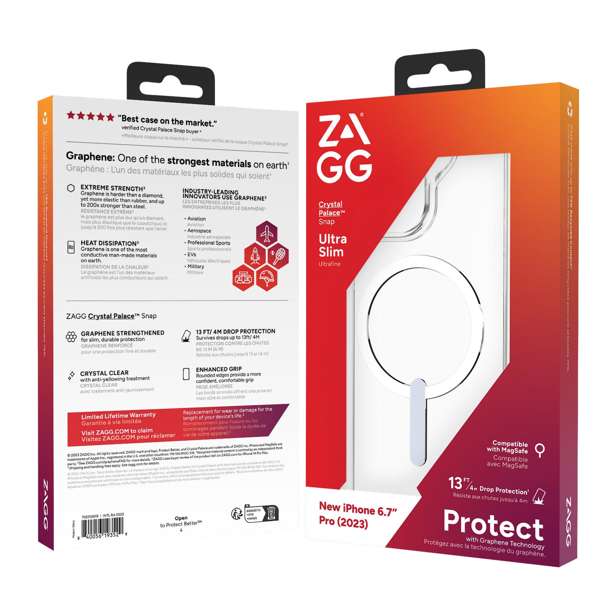 iPhone 15 Pro Max ZAGG/GEAR4 Graphene Crystal Palace Snap Case - Clear - 15-11690