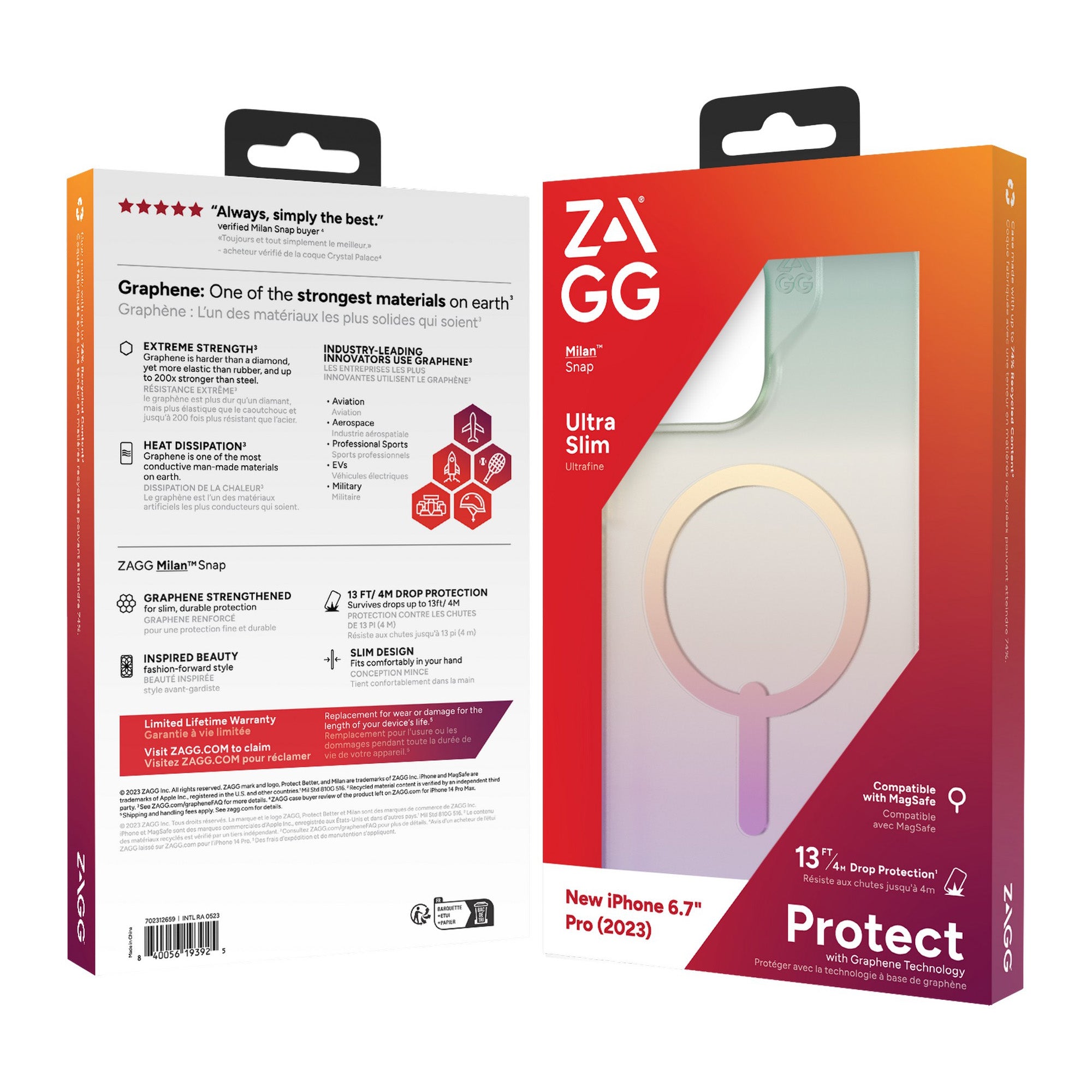 iPhone 15 Pro Max ZAGG/GEAR4 Graphene Milan Snap Case - Iridescent - 15-11693