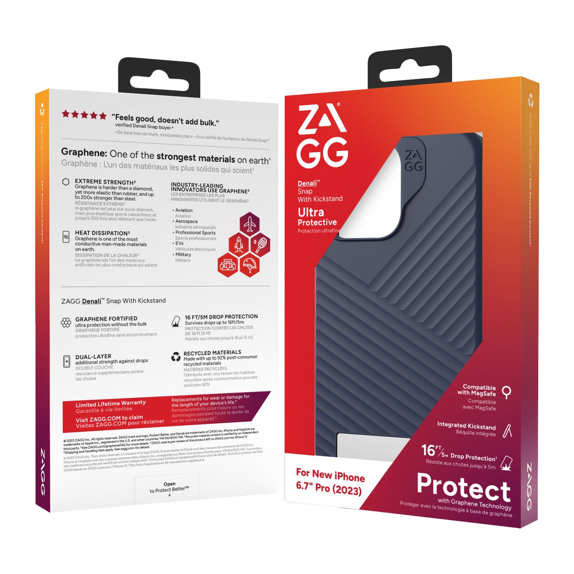 iPhone 15 Pro Max ZAGG/GEAR4 Graphene Denali Snap Kickstand Case - Navy - 15-11707