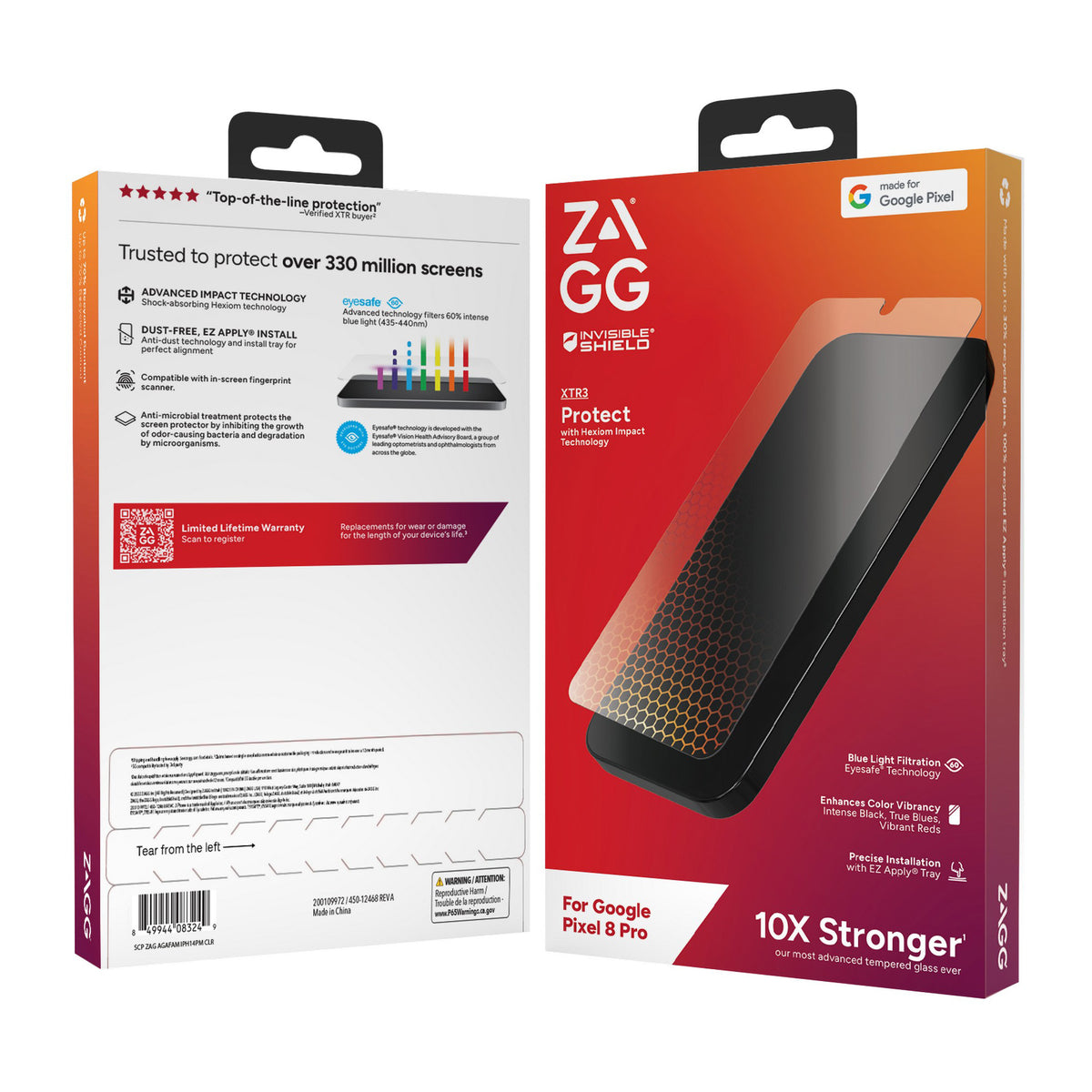 Google Pixel 8 Pro ZAGG InvisibleShield Glass XTR3 Screen Protector - English Only PKG - 15-11994