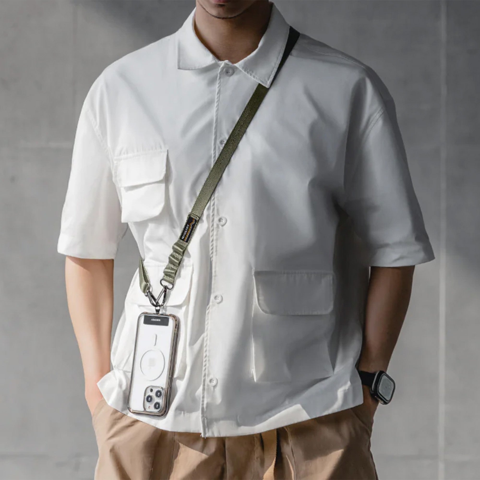 Universal MAGEASY 20mm Adjustable Strap Phone Lanyard - Army Green - 15-12108