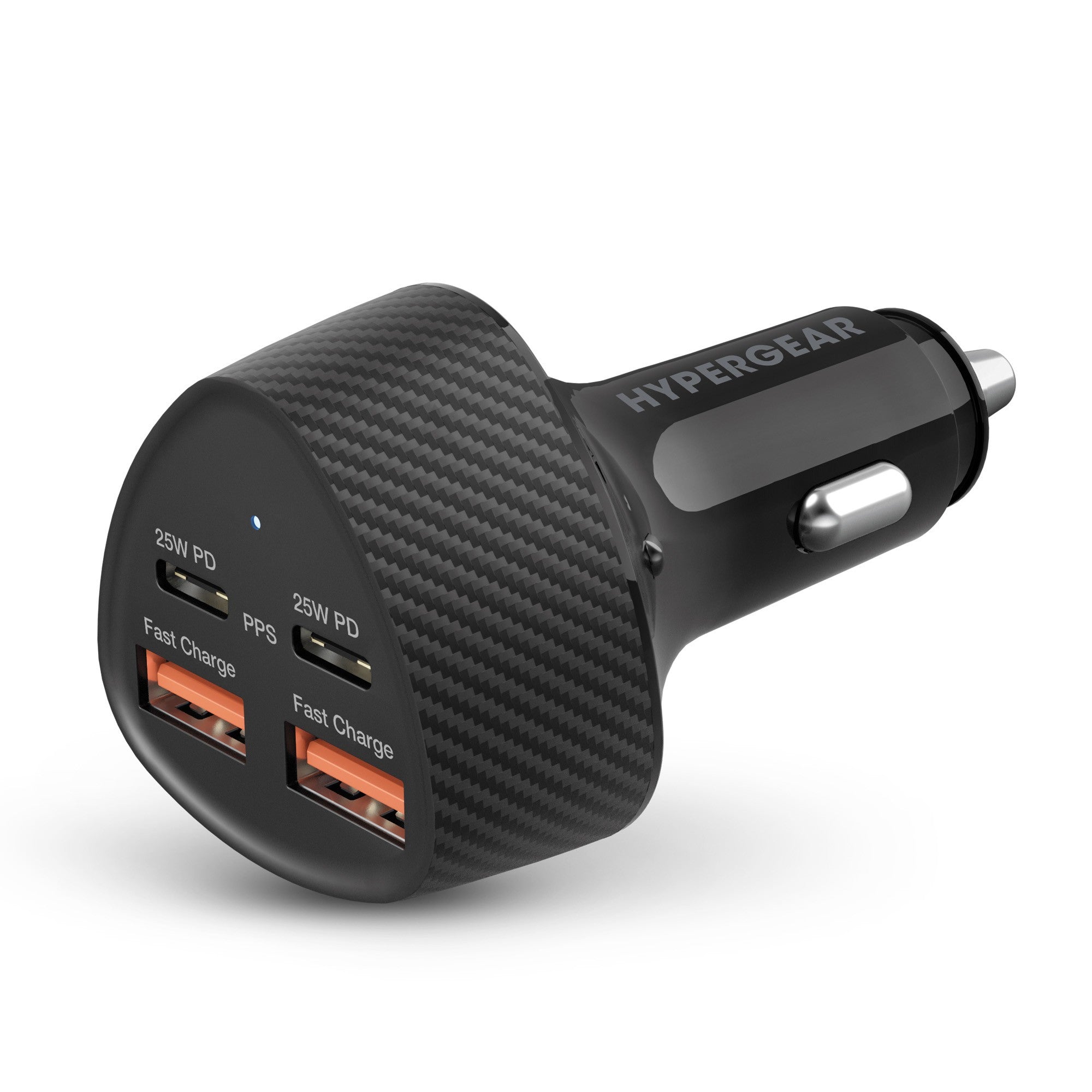 HyperGear SpeedBoost 50W Dual USB-C & Dual USB-A CLA Fast Charge Car Charger - Black - 15-12212