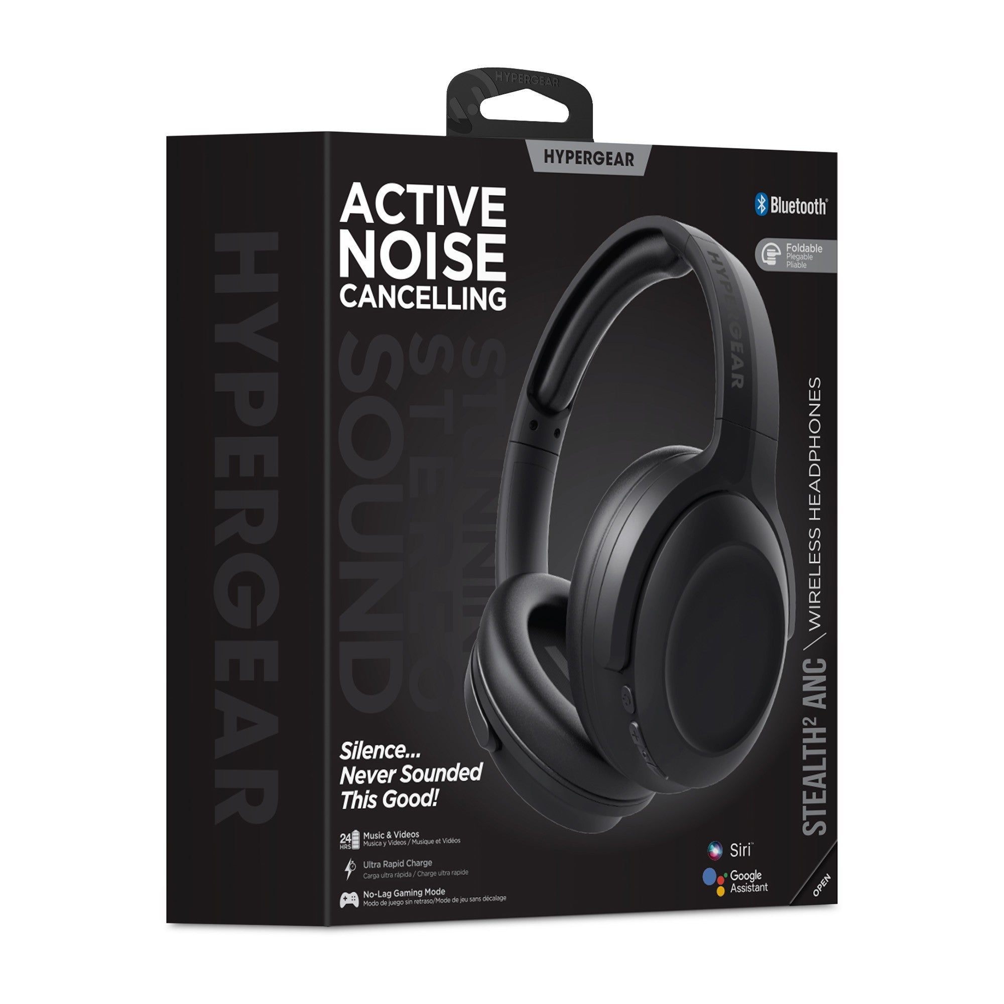 Hypergear Stealth2 ANC Wireless On-Ear Headphones - Black - 15-12338