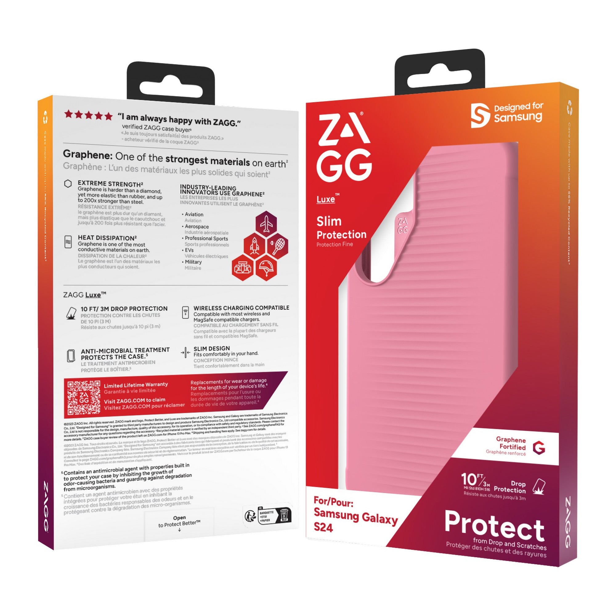 Samsung Galaxy S24 5G ZAGG Graphene Luxe Case - Coral - 15-12365