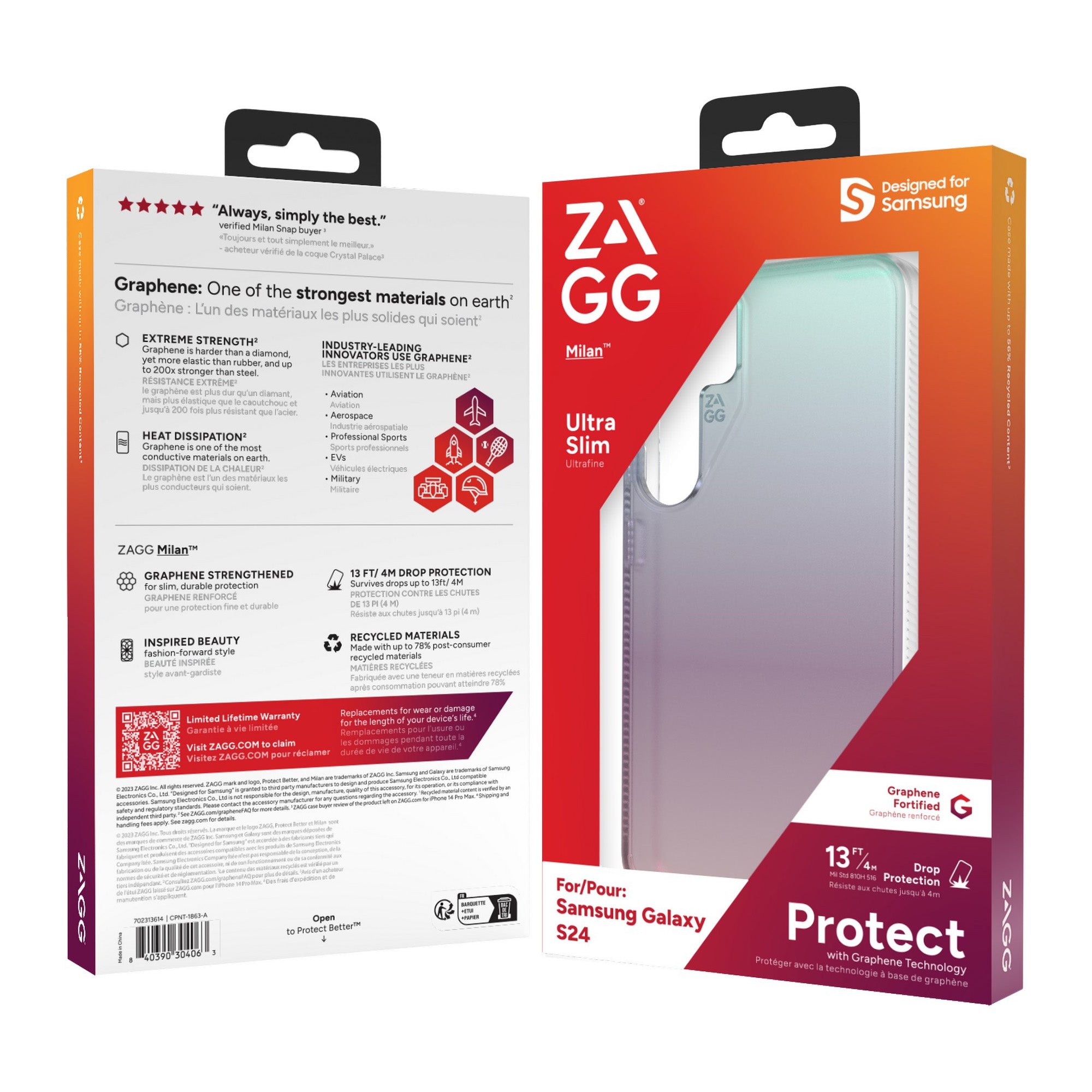 Samsung Galaxy S24 5G ZAGG Graphene Milan Case - Iridescent - 15-12372