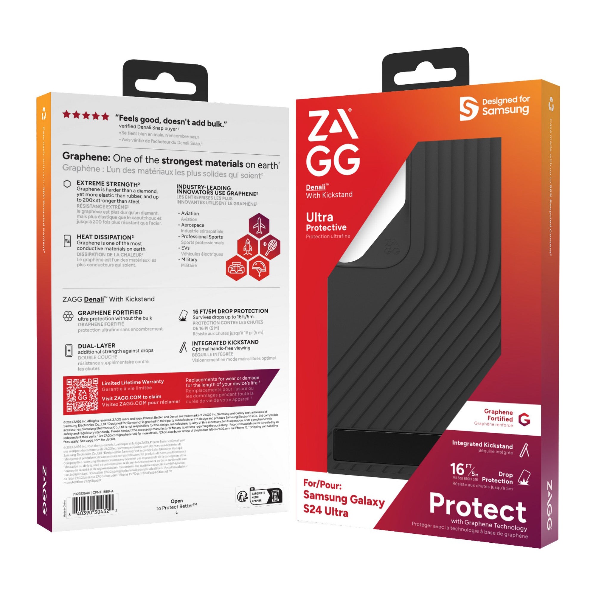 Samsung Galaxy S24 Ultra 5G ZAGG Graphene Denali Kickstand Case - Black - 15-12392