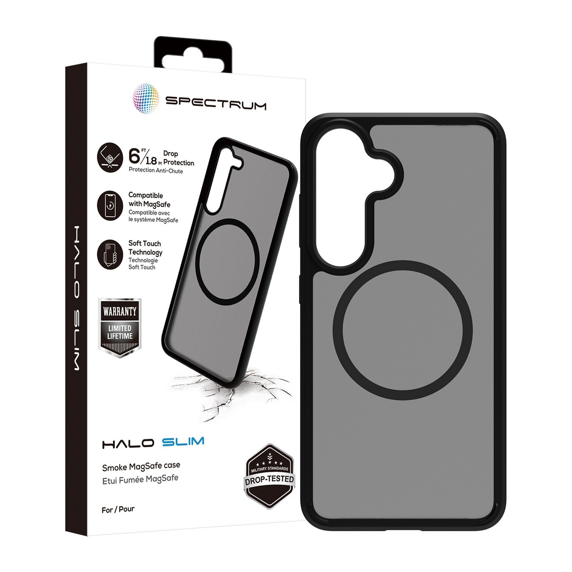 Samsung Galaxy S24 5G SPECTRUM Halo Slim MagSafe Case - Black Smoke - 15-12402