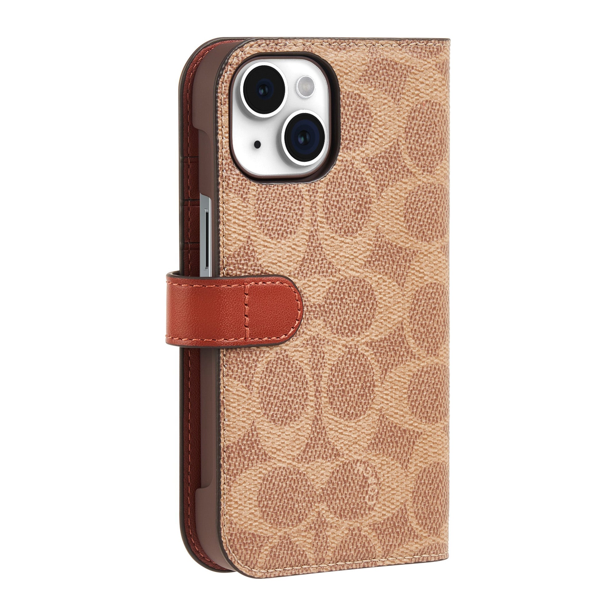 iPhone 15/14/13 Coach Folio Signature C Case - Tan - 15-12437