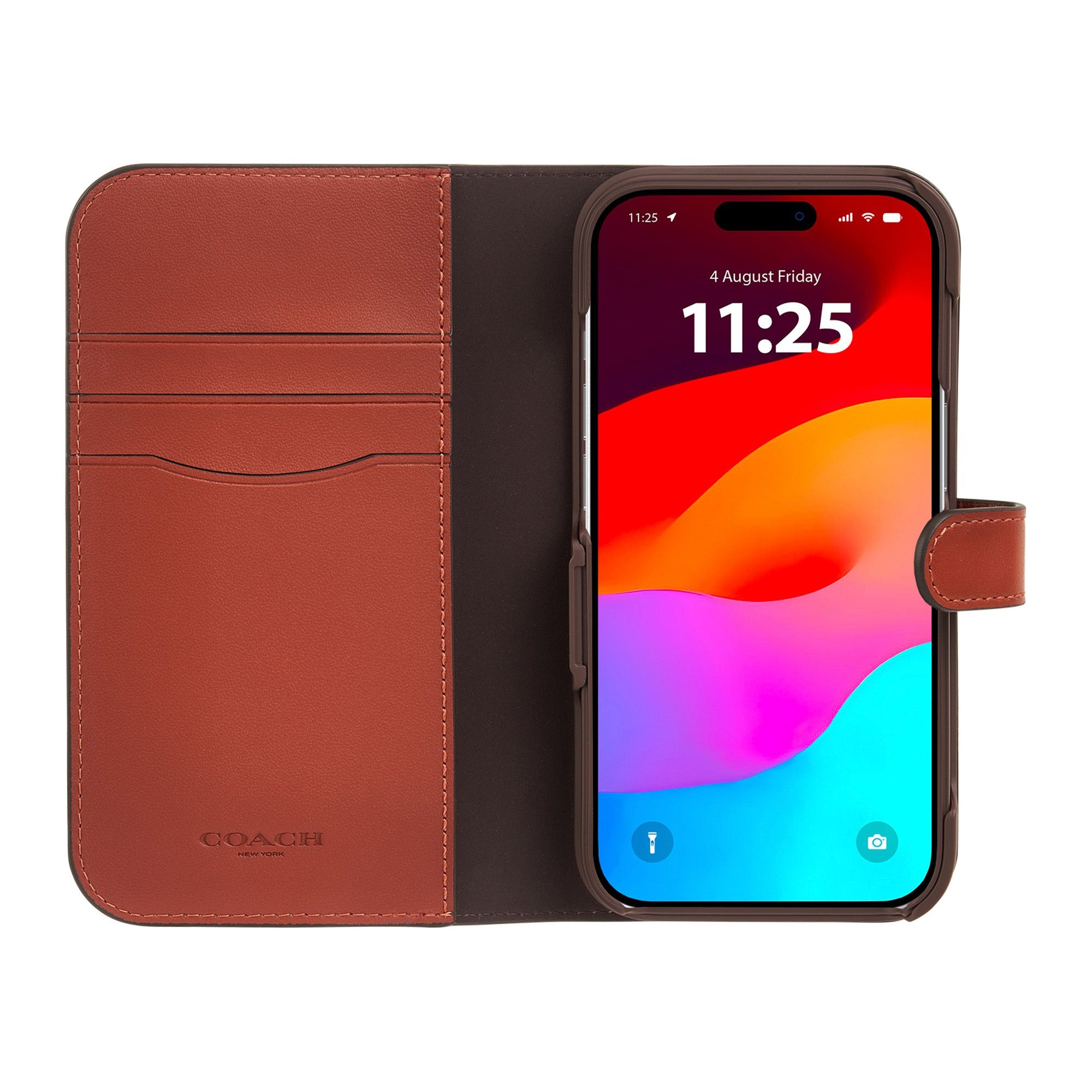 iPhone 15/14/13 Coach Folio Signature C Case - Tan - 15-12437