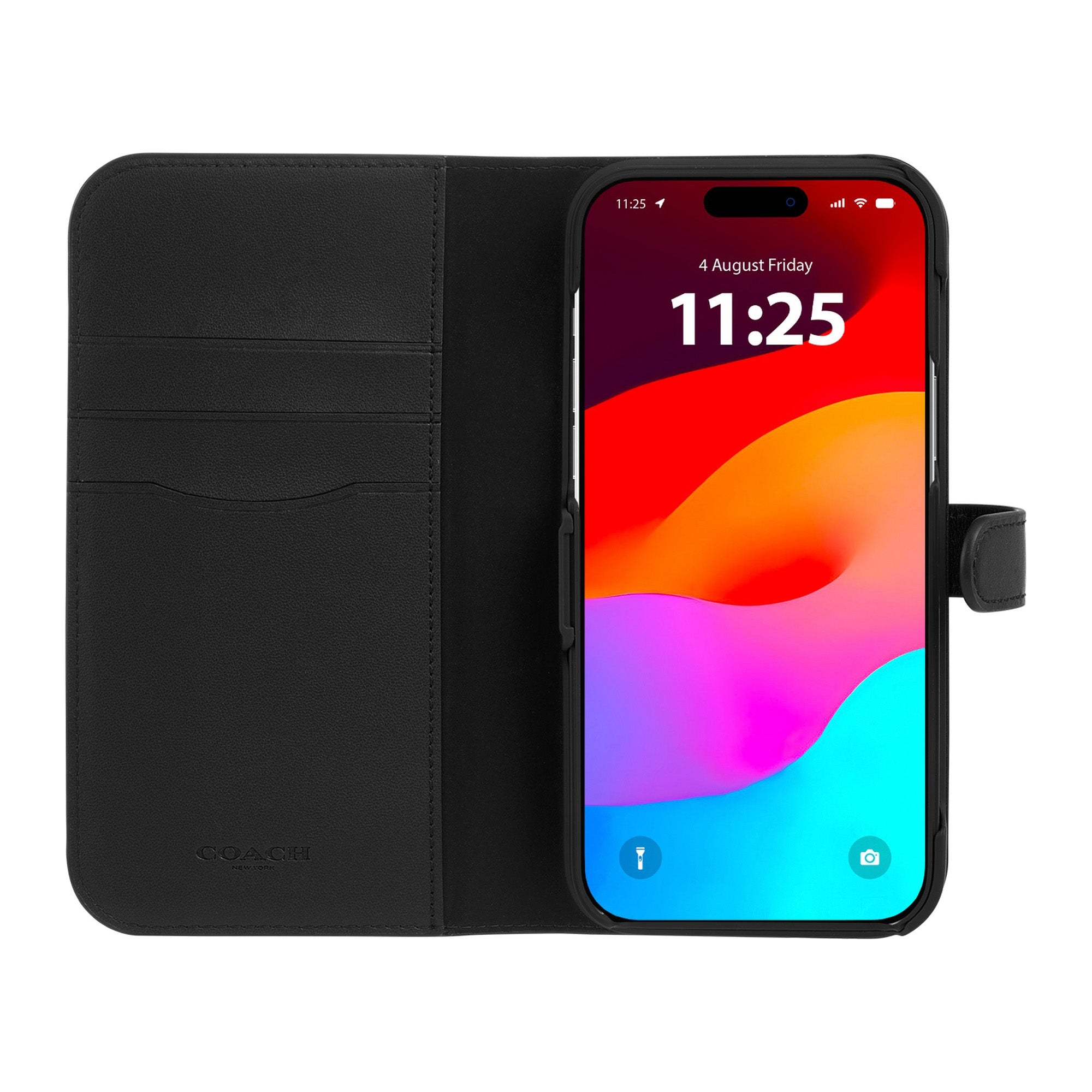 iPhone 15 Pro Coach Folio Signature C Case - Charcoal - 15-12446