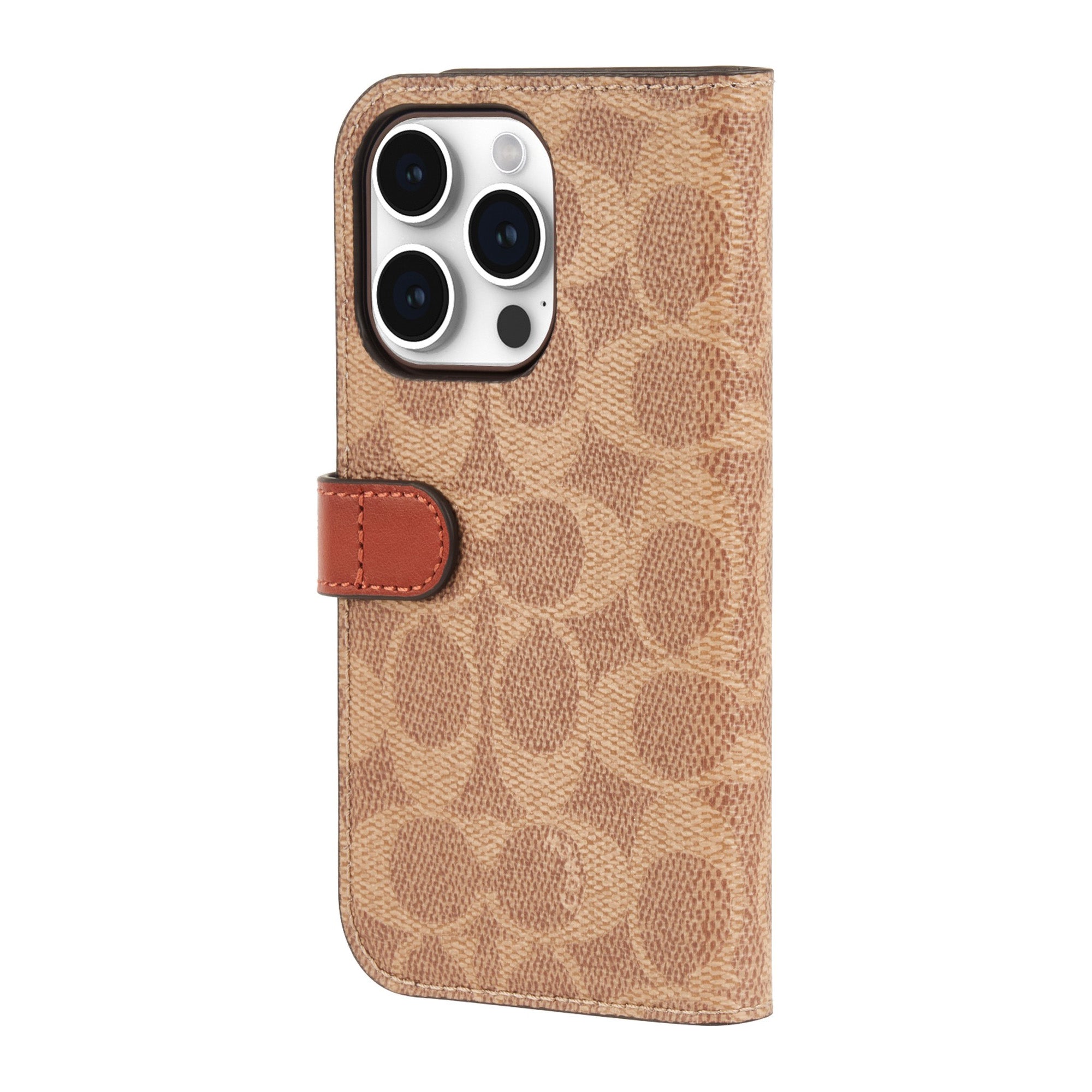 iPhone 15 Pro Coach Folio Signature C Case - Tan - 15-12447