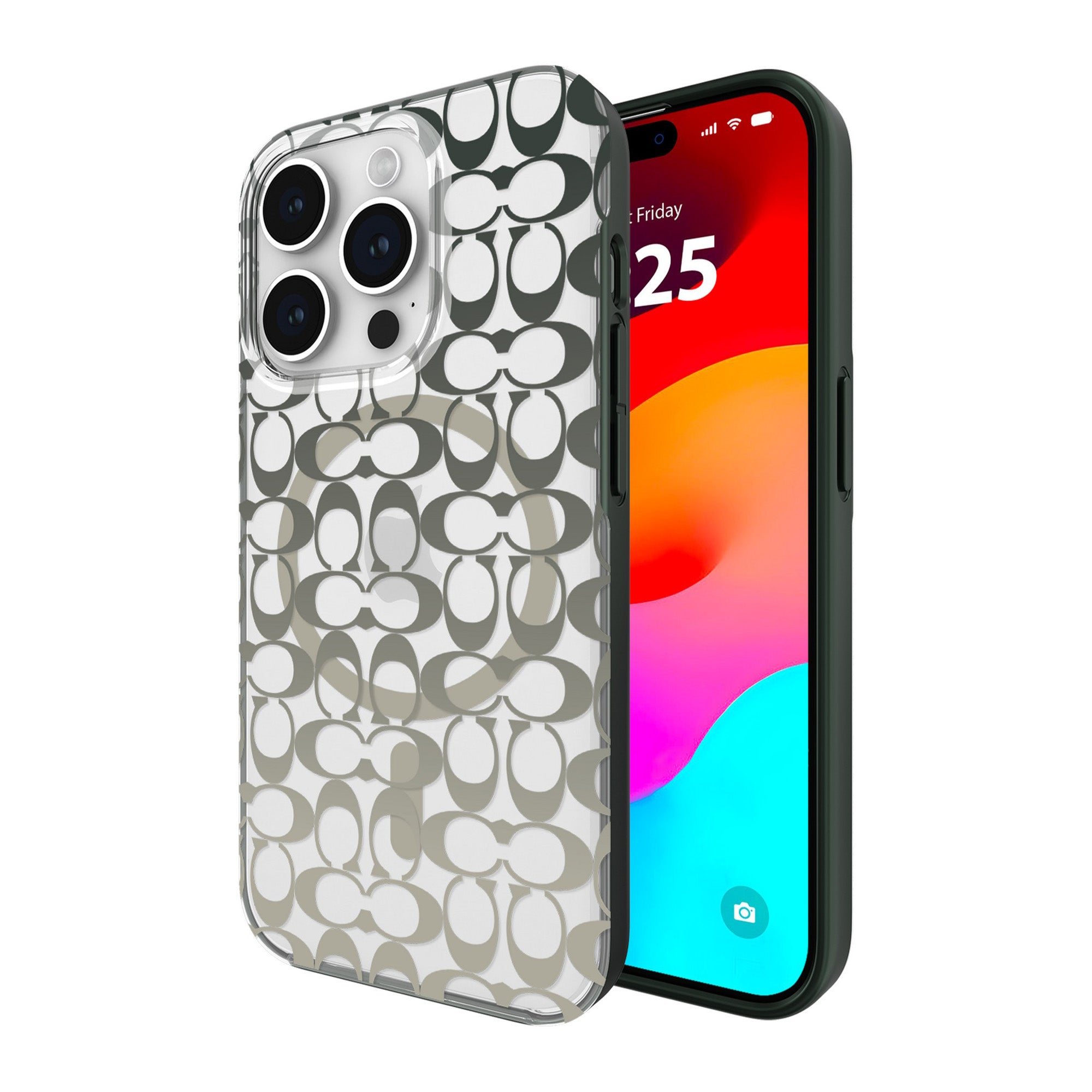 iPhone 15 Pro Coach Protective Signature C Case w/MagSafe - Ombre Deep Forest - 15-12451