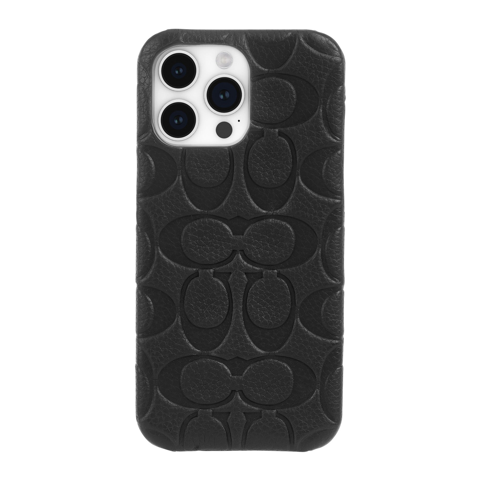 iPhone 15 Pro Max Coach Leather Slim Wrap Signature C Case - Black Emboss - 15-12461