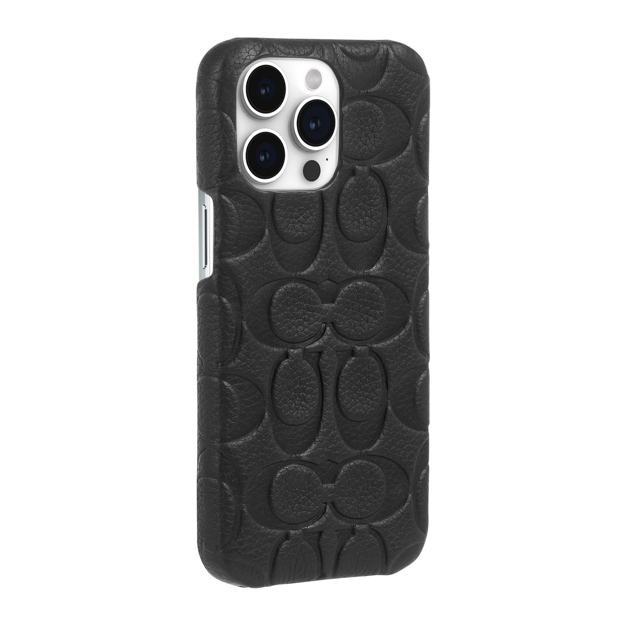 iPhone 15 Pro Max Coach Leather Slim Wrap Signature C Case - Black Emboss - 15-12461