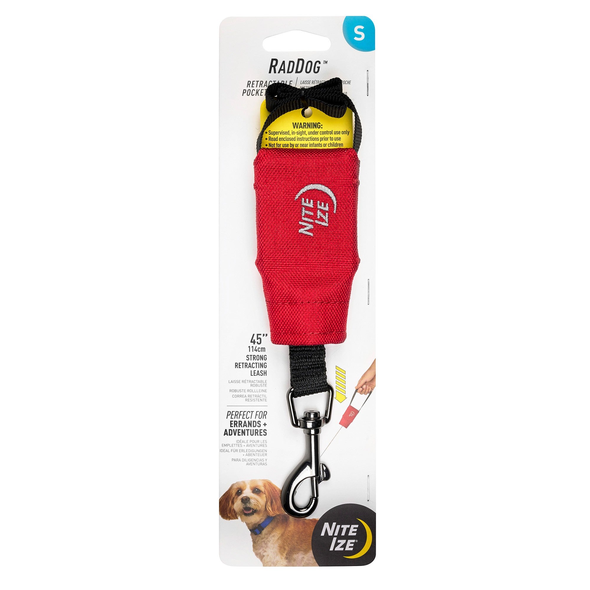 Nite Ize RadDog Retractable Pocket Leash - Small - Red - 15-12723