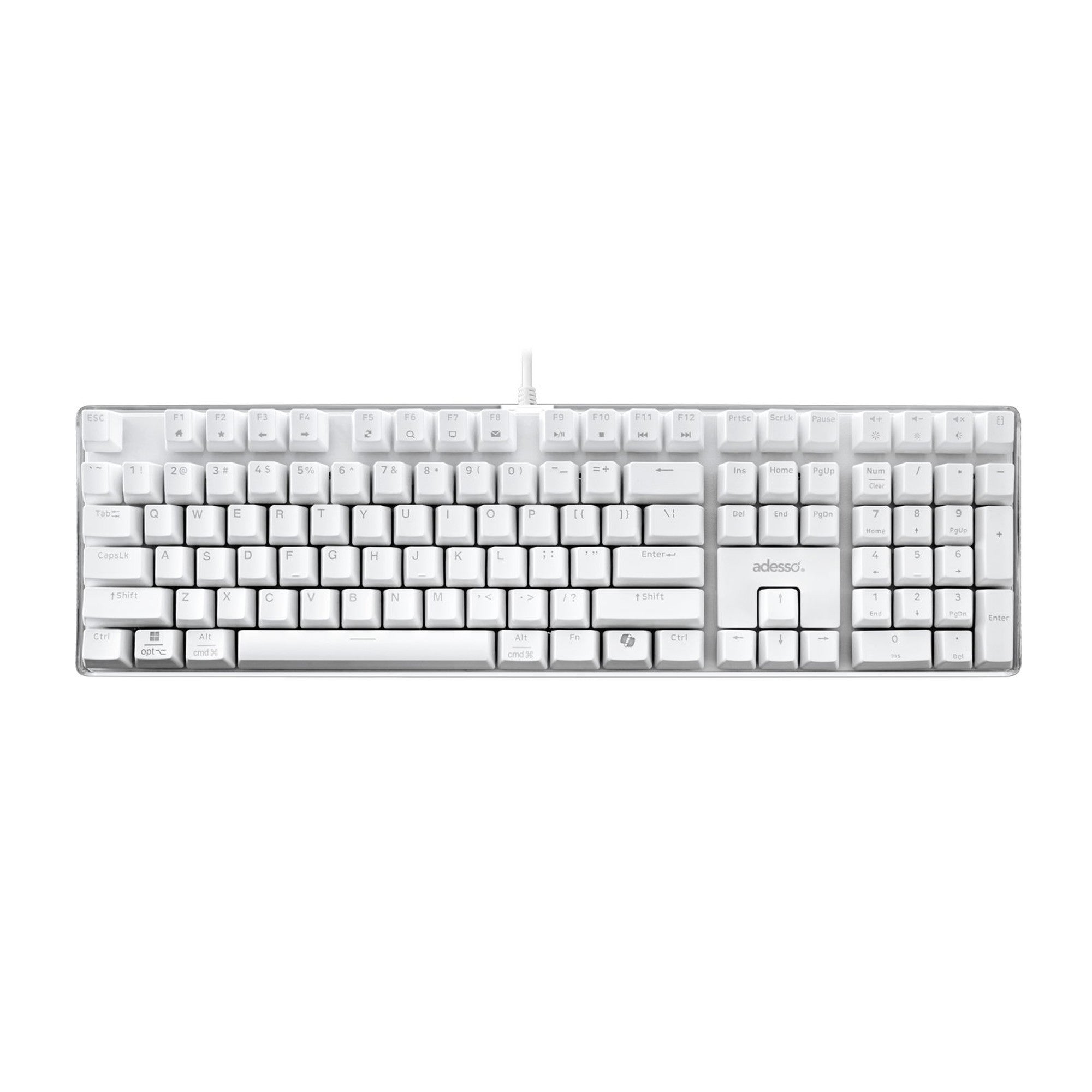 Adesso Multi OS Illuminated Desktop Mechanical Keyboard - White - 15-12855