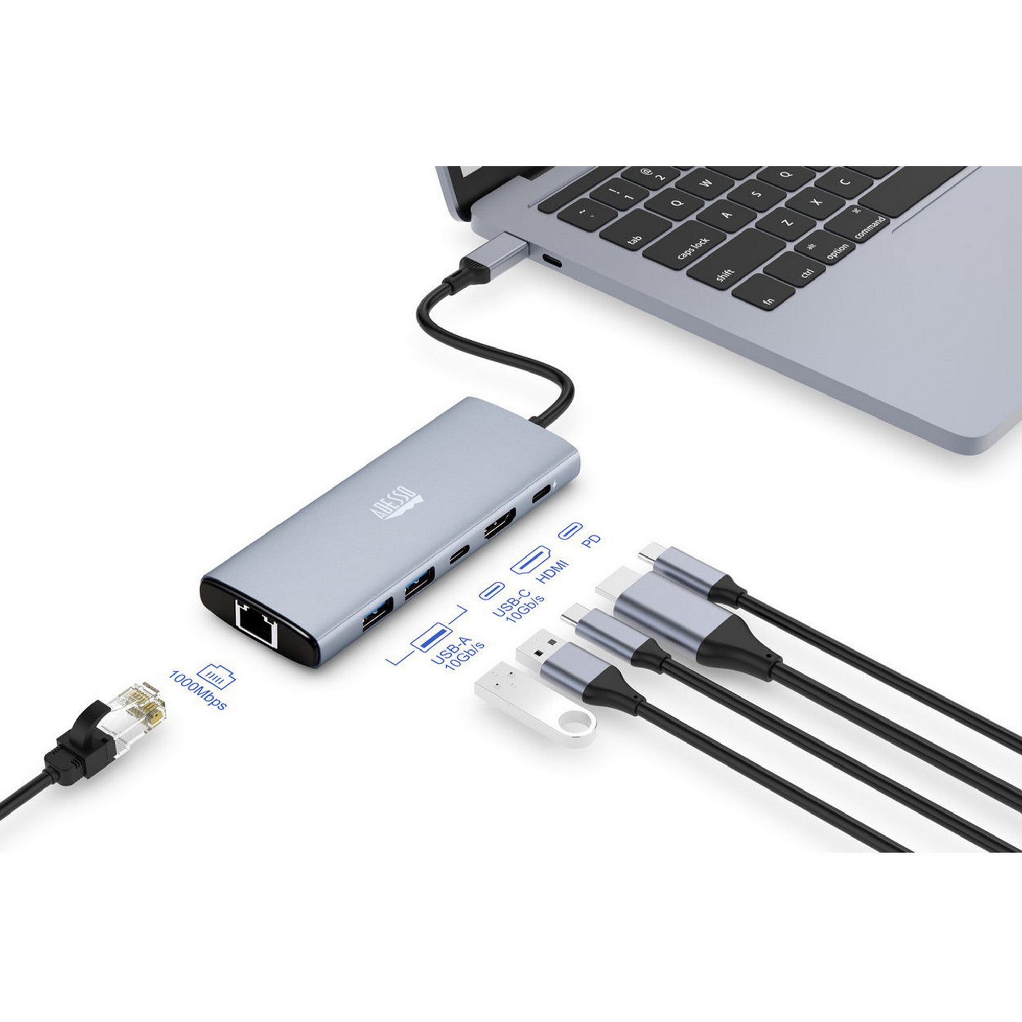 Adesso 6-IN-1 Docking station, USB-C to HDMI, PD, RJ45, 2x USB-A, USB-C - 15-12858