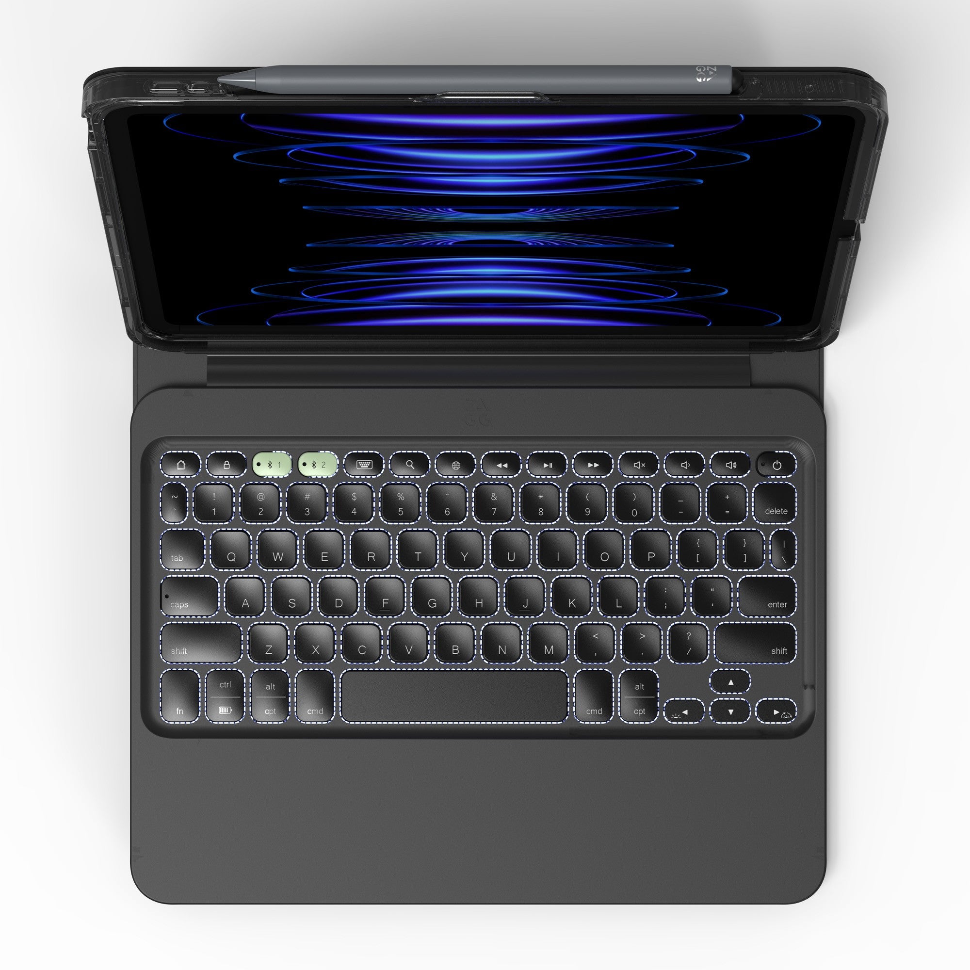 iPad Pro 11-in M5/M4 ZAGG Pro Keys 2 Keyboard - Black - 15-12889