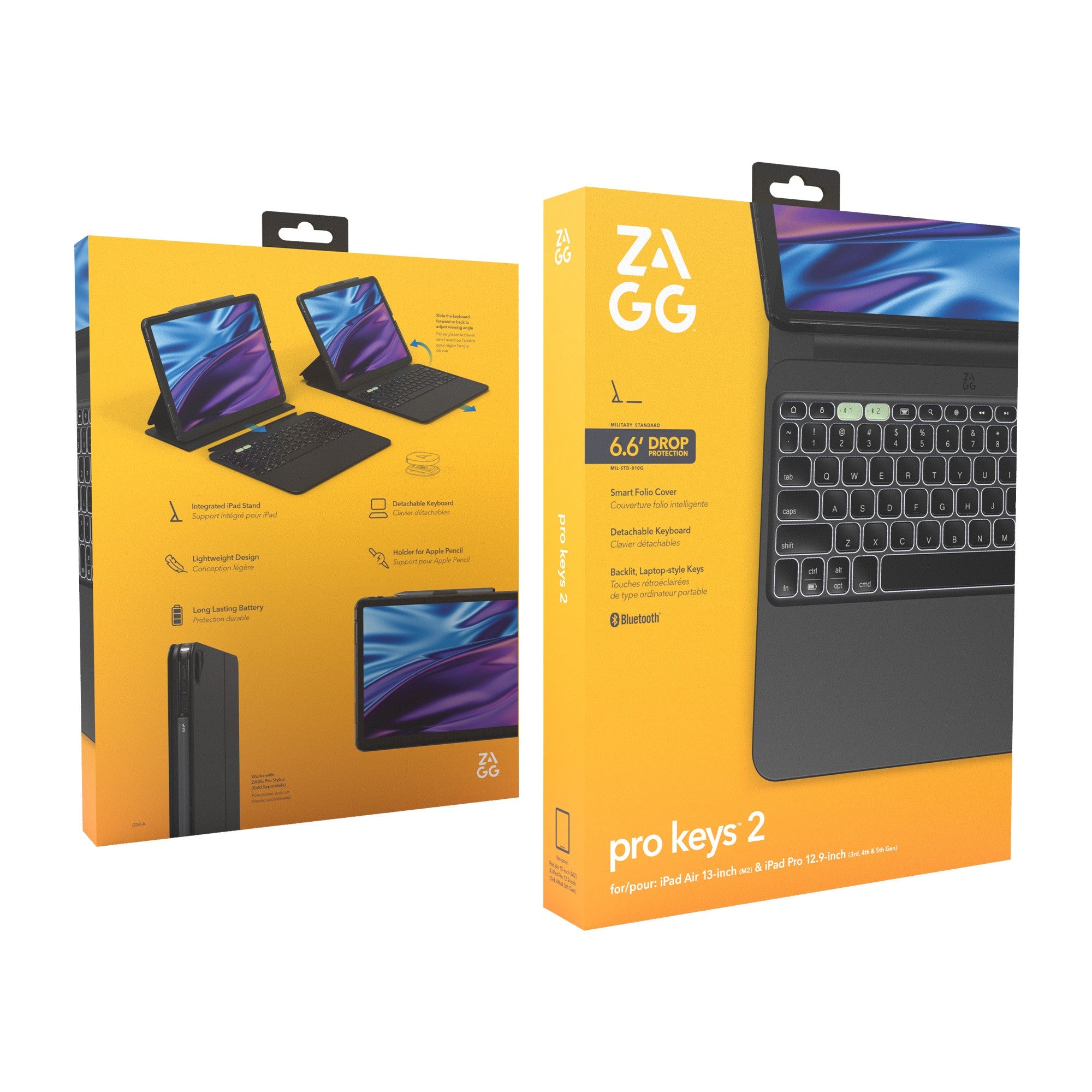 iPad Pro 11-in M5/M4 ZAGG Pro Keys 2 Keyboard - Black - 15-12889