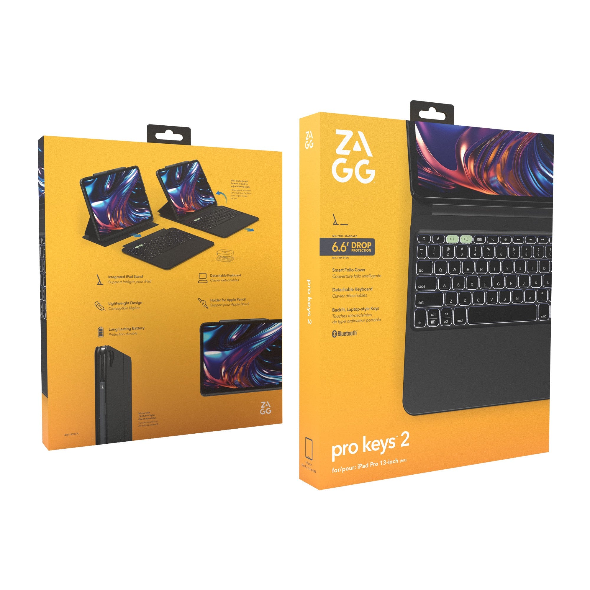 iPad Pro 13-in M5/M4 ZAGG Pro Keys 2 Keyboard - Black - 15-12891