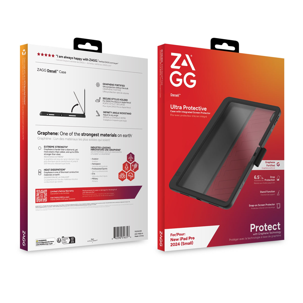 iPad Pro 11-in M5/M4 ZAGG Graphene Denali Case - Black - 15-13174