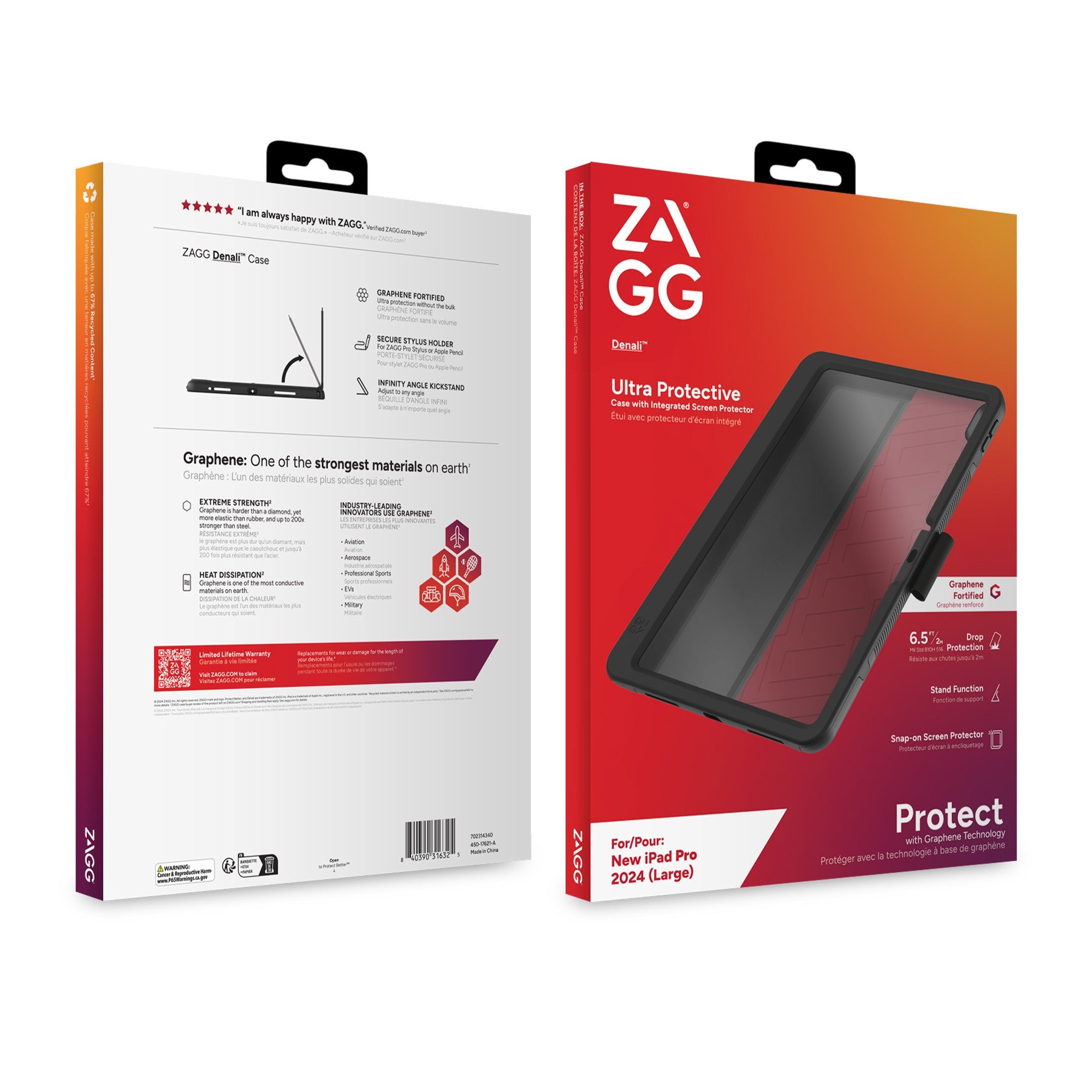 iPad Pro 13-in M4 ZAGG Graphene Denali Case - Black - 15-13175