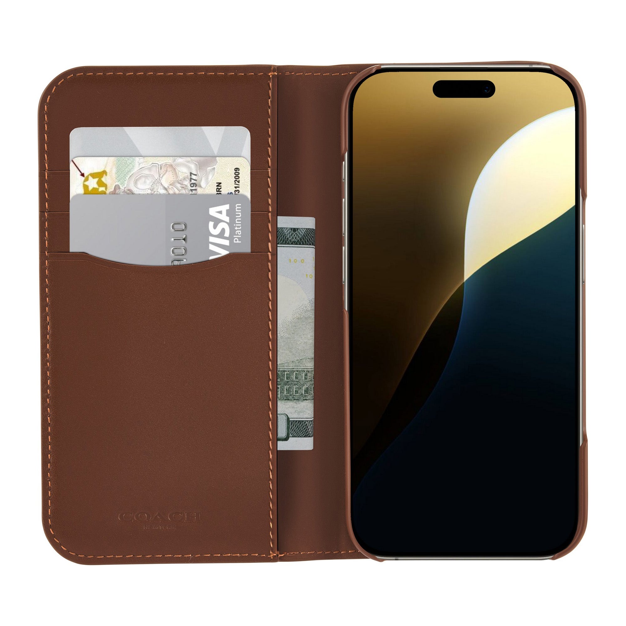 iPhone 16 Coach Leather Folio Case - Hazelnut - 15-13360