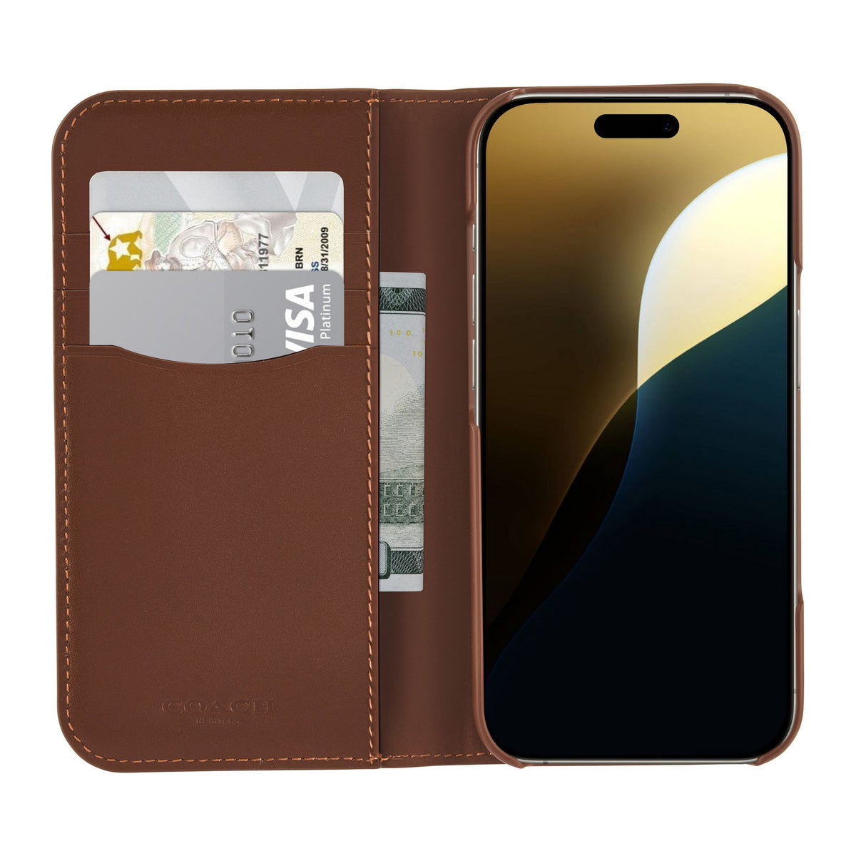 iPhone 16 Pro Coach Leather Folio Case - Hazelnut - 15-13367
