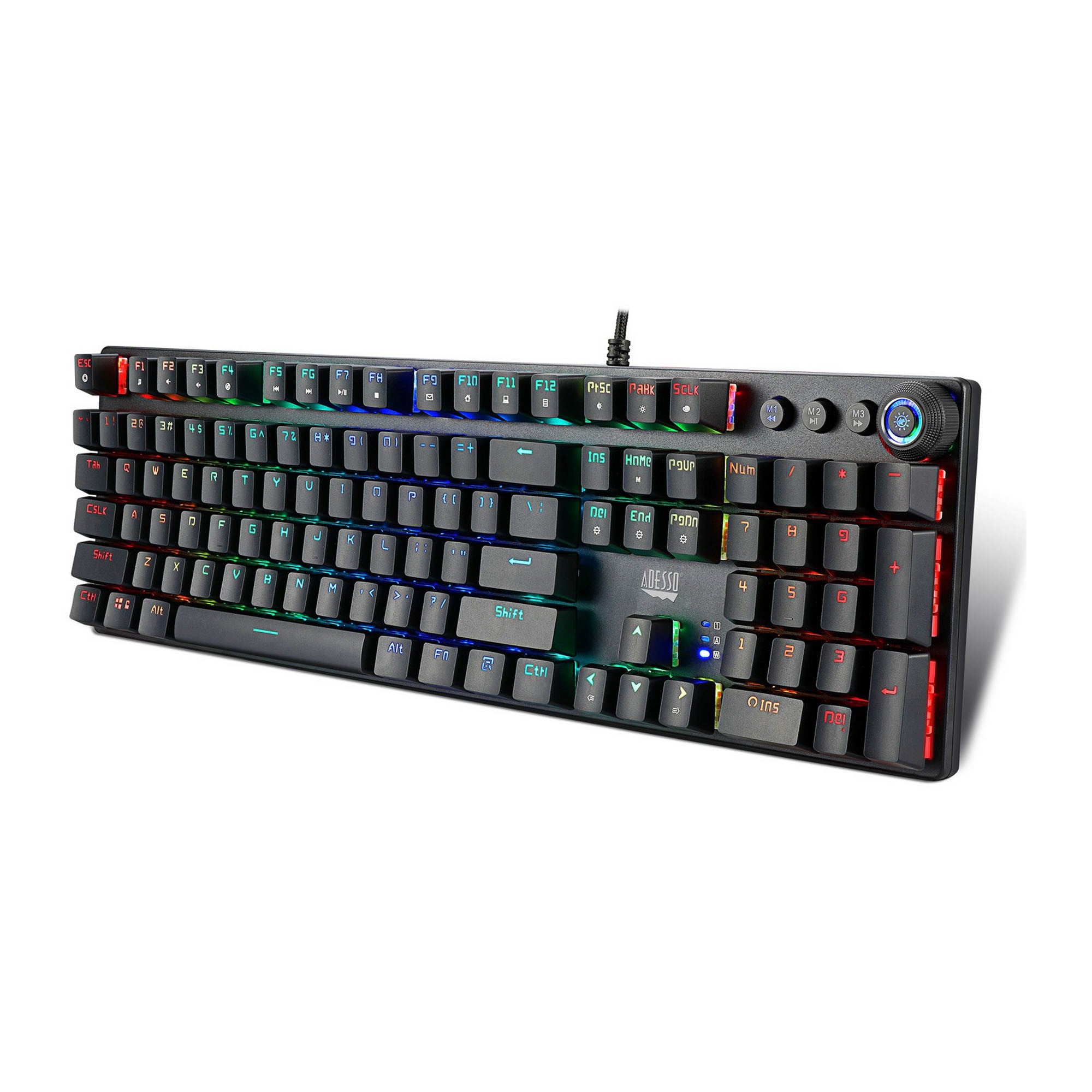 Adesso RGB Programmable Mechanical Gaming Keyboard with Detachable Magnetic Palmrest - 15-13927