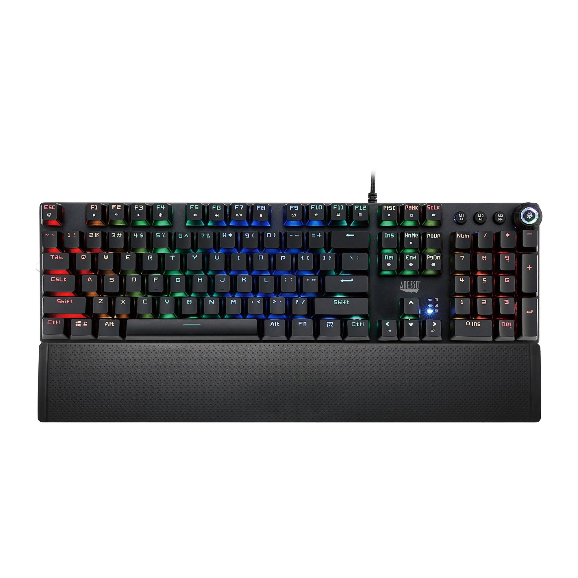 Adesso RGB Programmable Mechanical Gaming Keyboard with Detachable Magnetic Palmrest - 15-13927