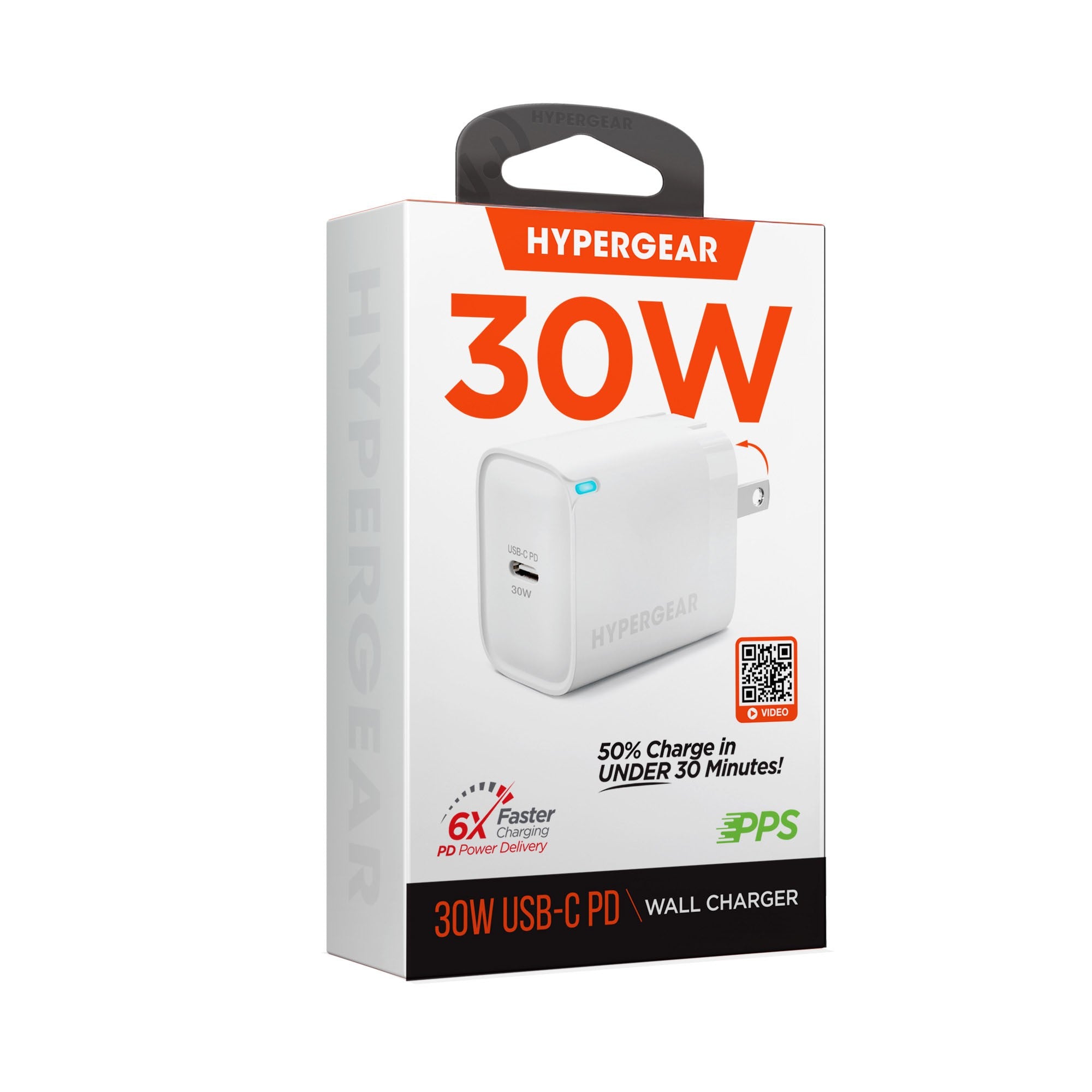 Hypergear 30W USB-C PD Wall Charger Hub w/LED - White - 15-14071