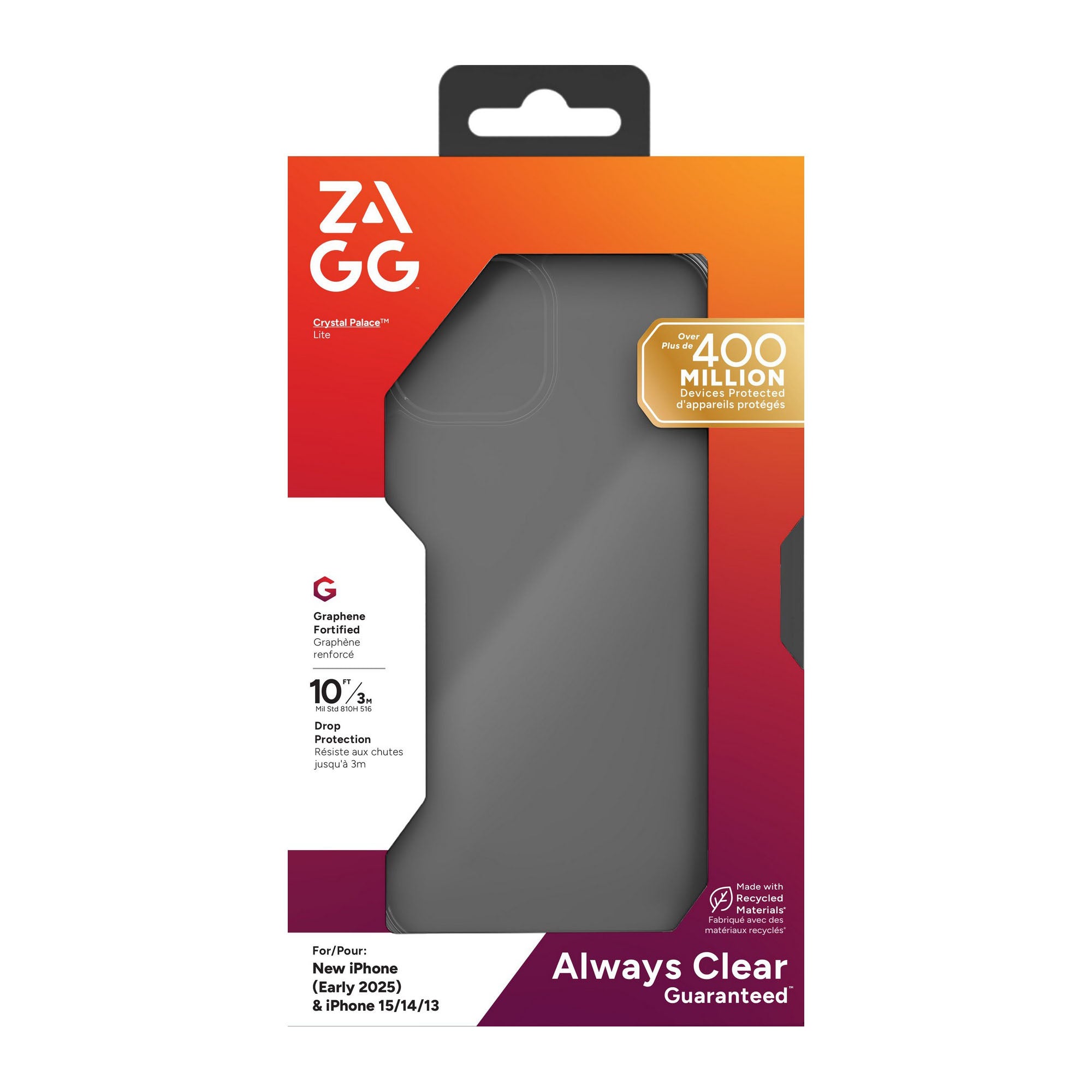 iPhone 17e/16e/15/14/13 ZAGG Graphene Crystal Palace Lite Case - Clear - 15-14109