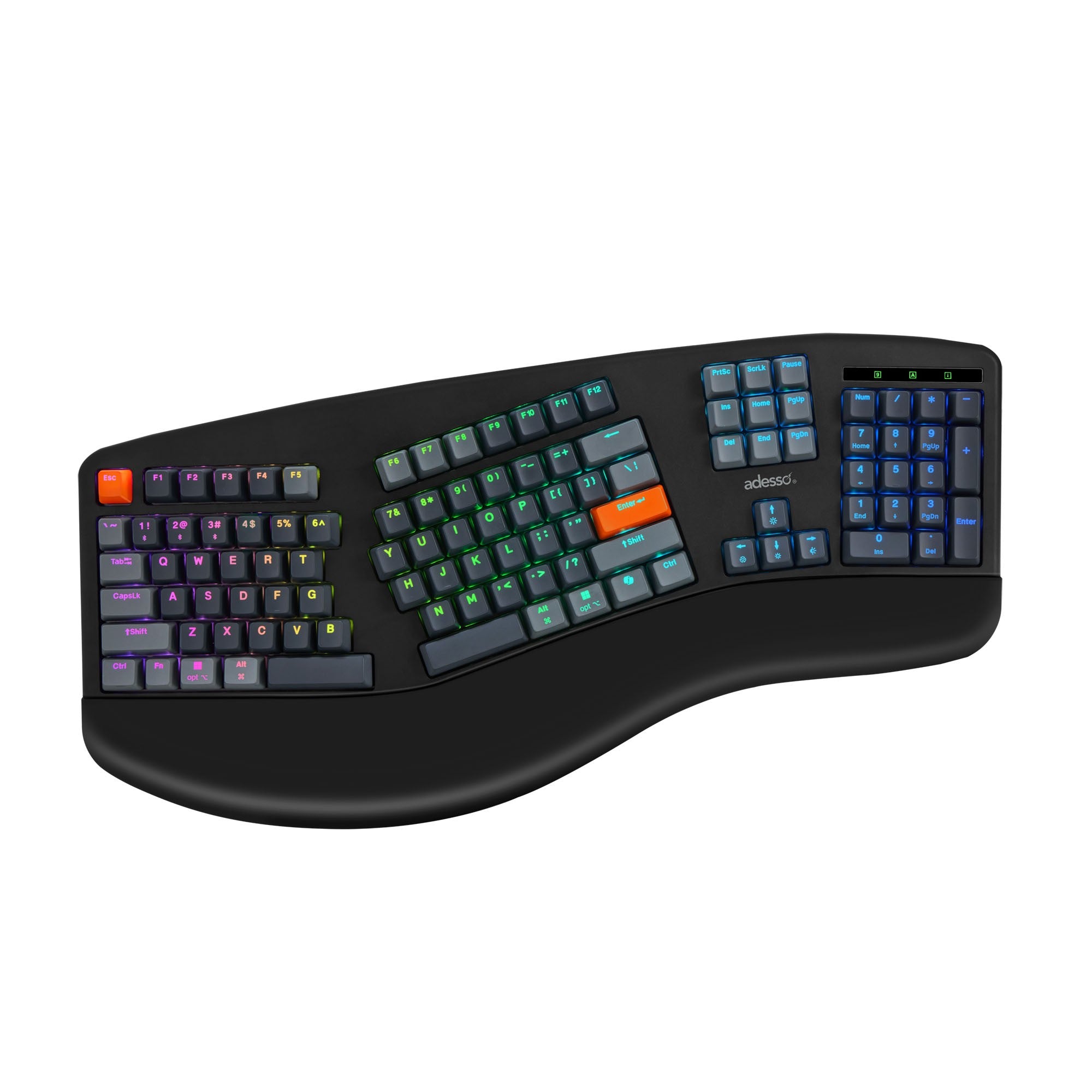 Adesso 2X Large Print Illuminated Ergonomic Mechanical Keyboard - 15-14260