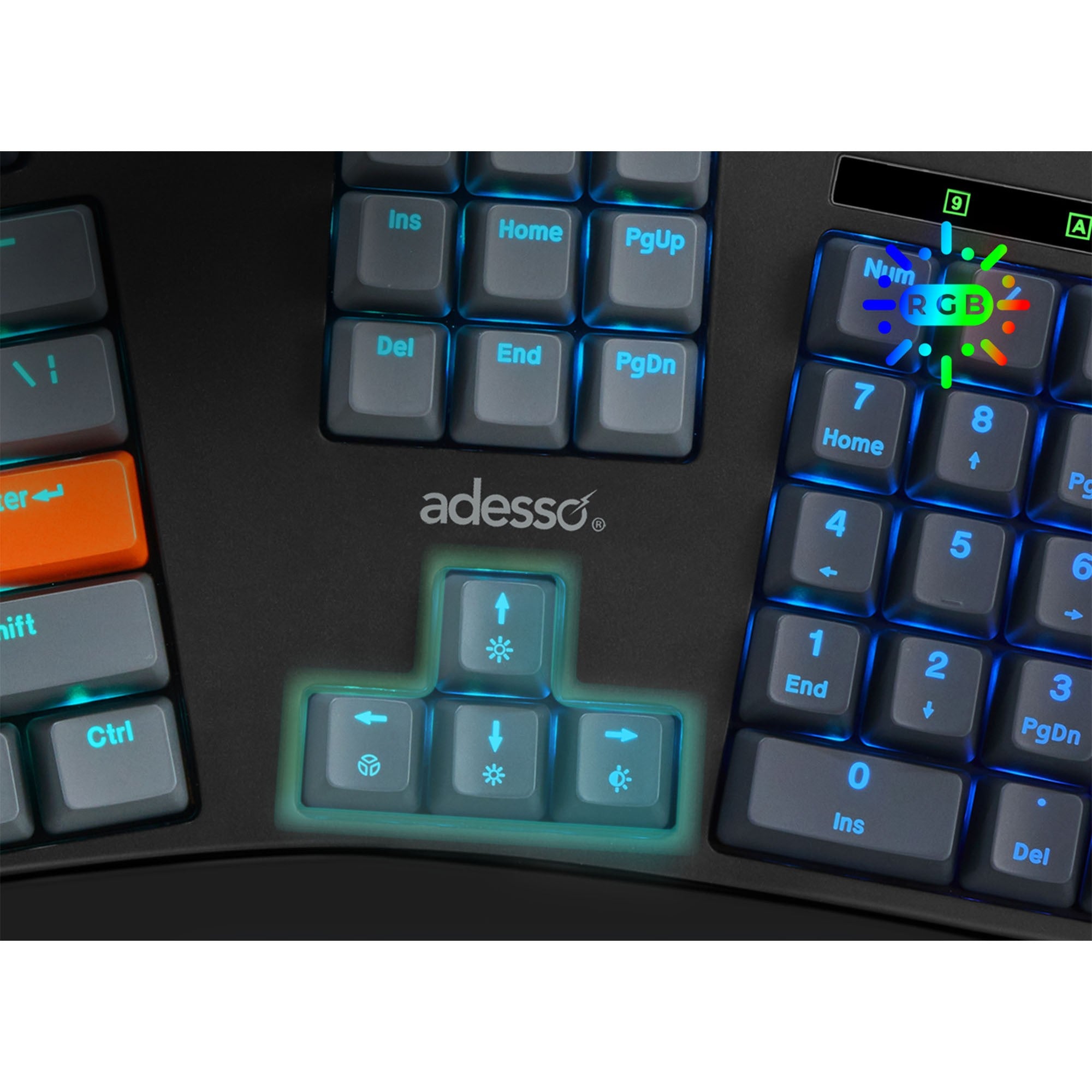 Adesso 2X Large Print Illuminated Ergonomic Mechanical Keyboard - 15-14260