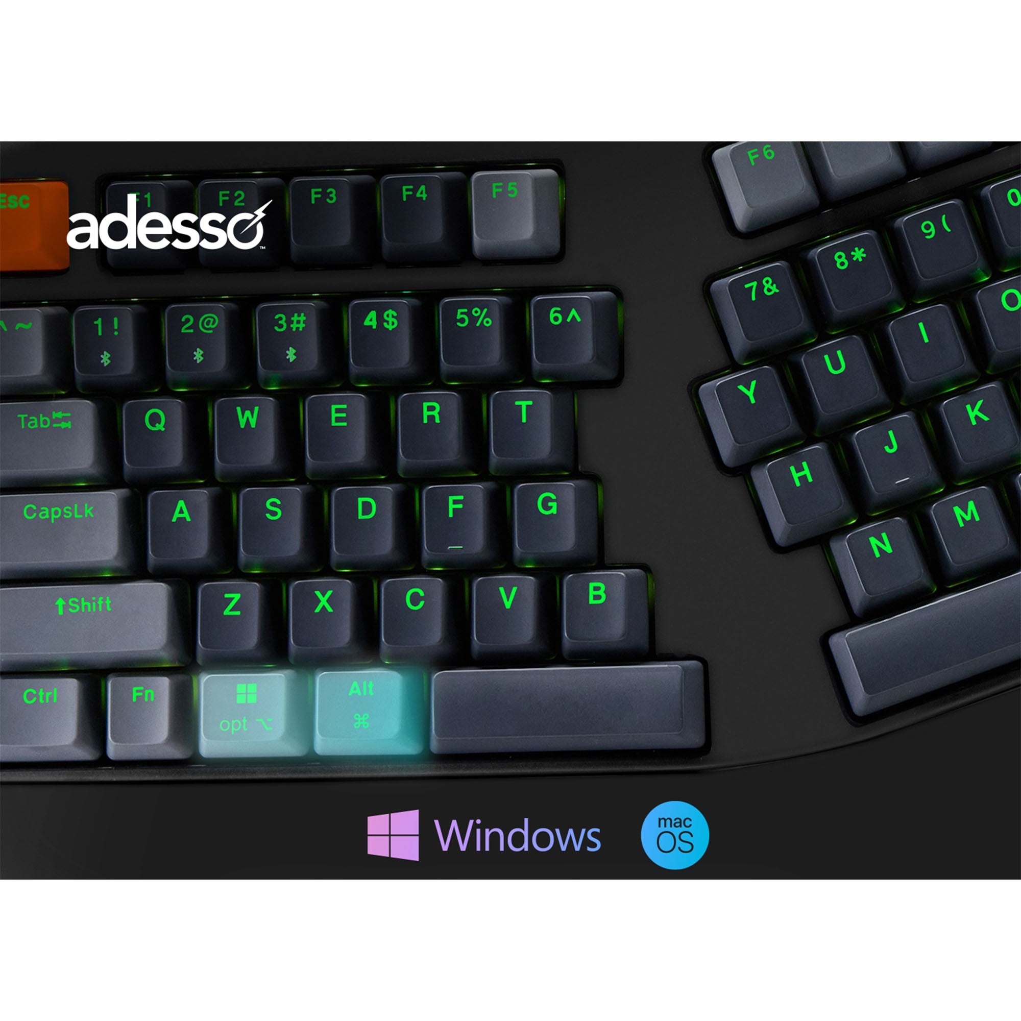 Adesso 2X Large Print Illuminated Ergonomic Mechanical Keyboard - 15-14260