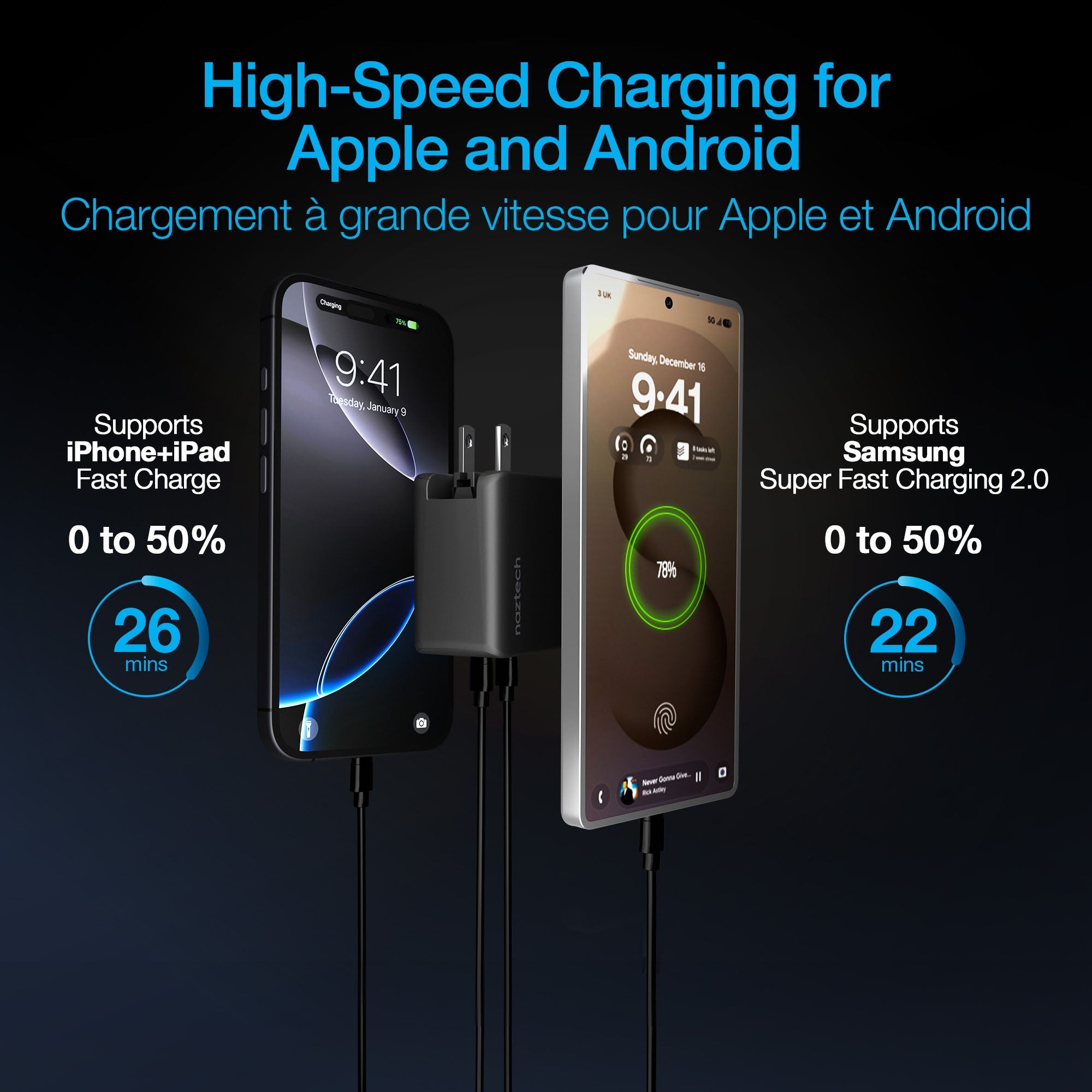 Naztech 100W Nexus T100 Multi-Port GaN Dual USB-C + USB-A Wall Charger w/ Folding Prongs - 15-14289